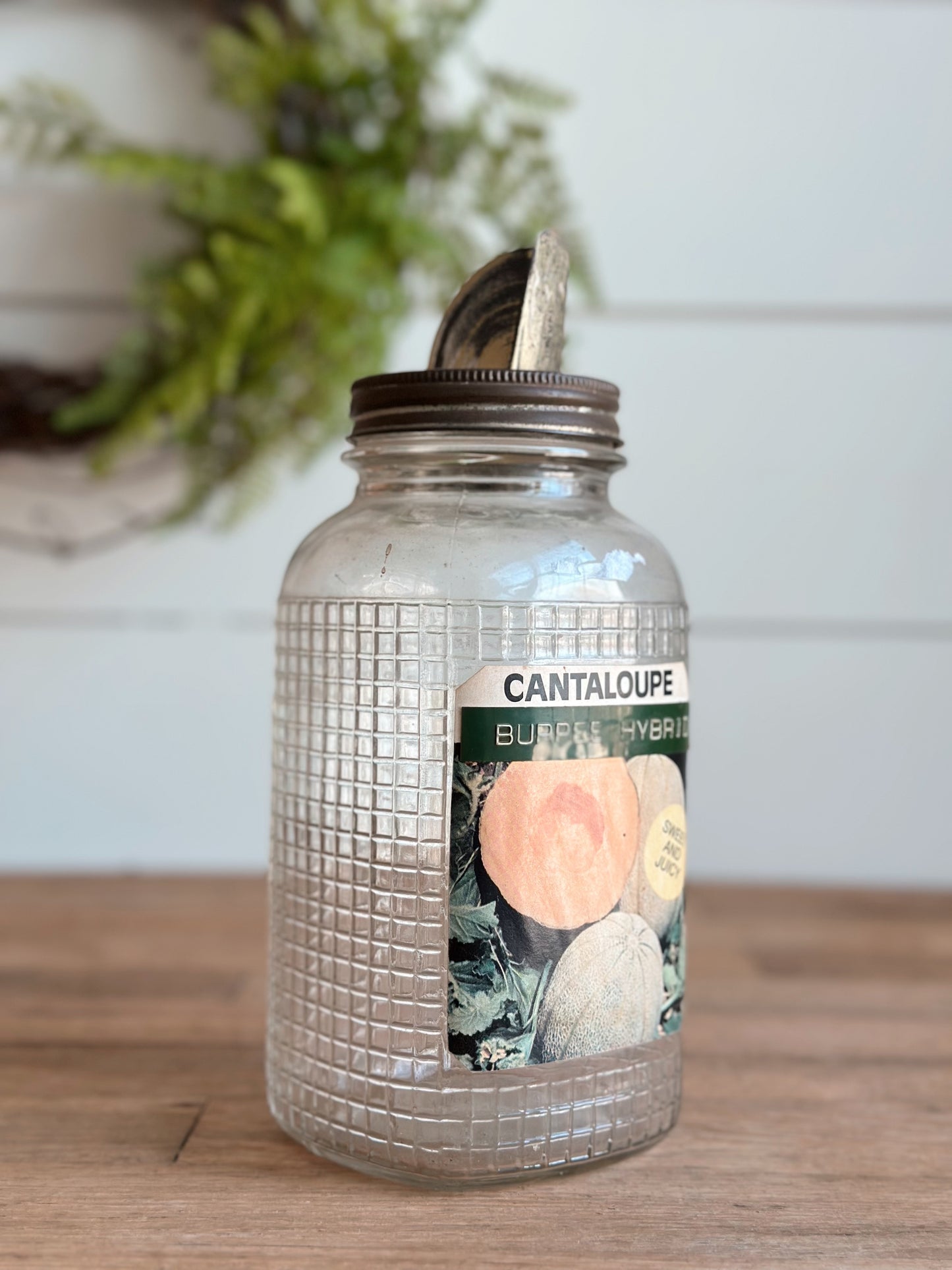 Vintage Seed Jar, Cantaloupe
