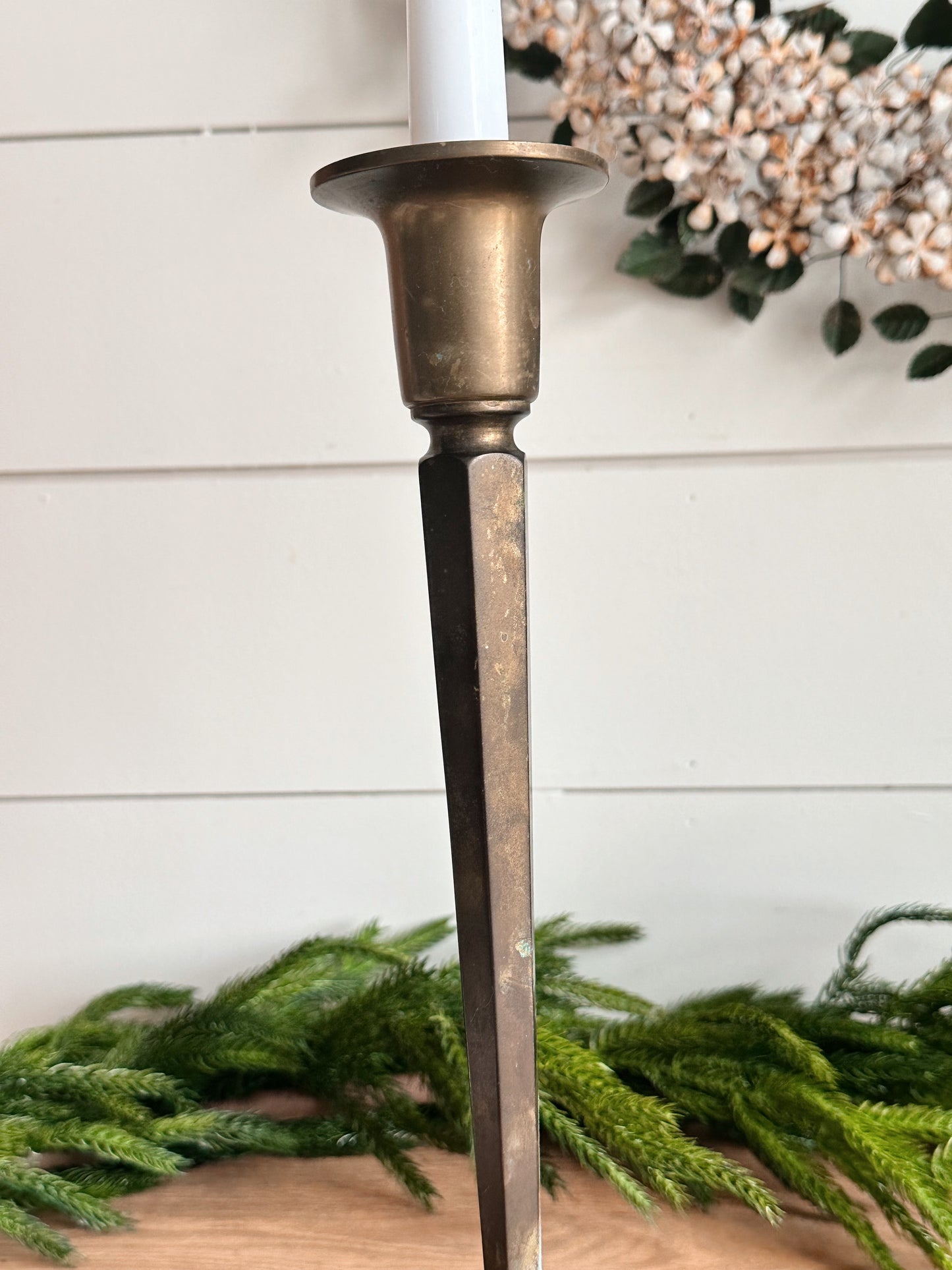 Pair of Large Vintage Brass Candleholders