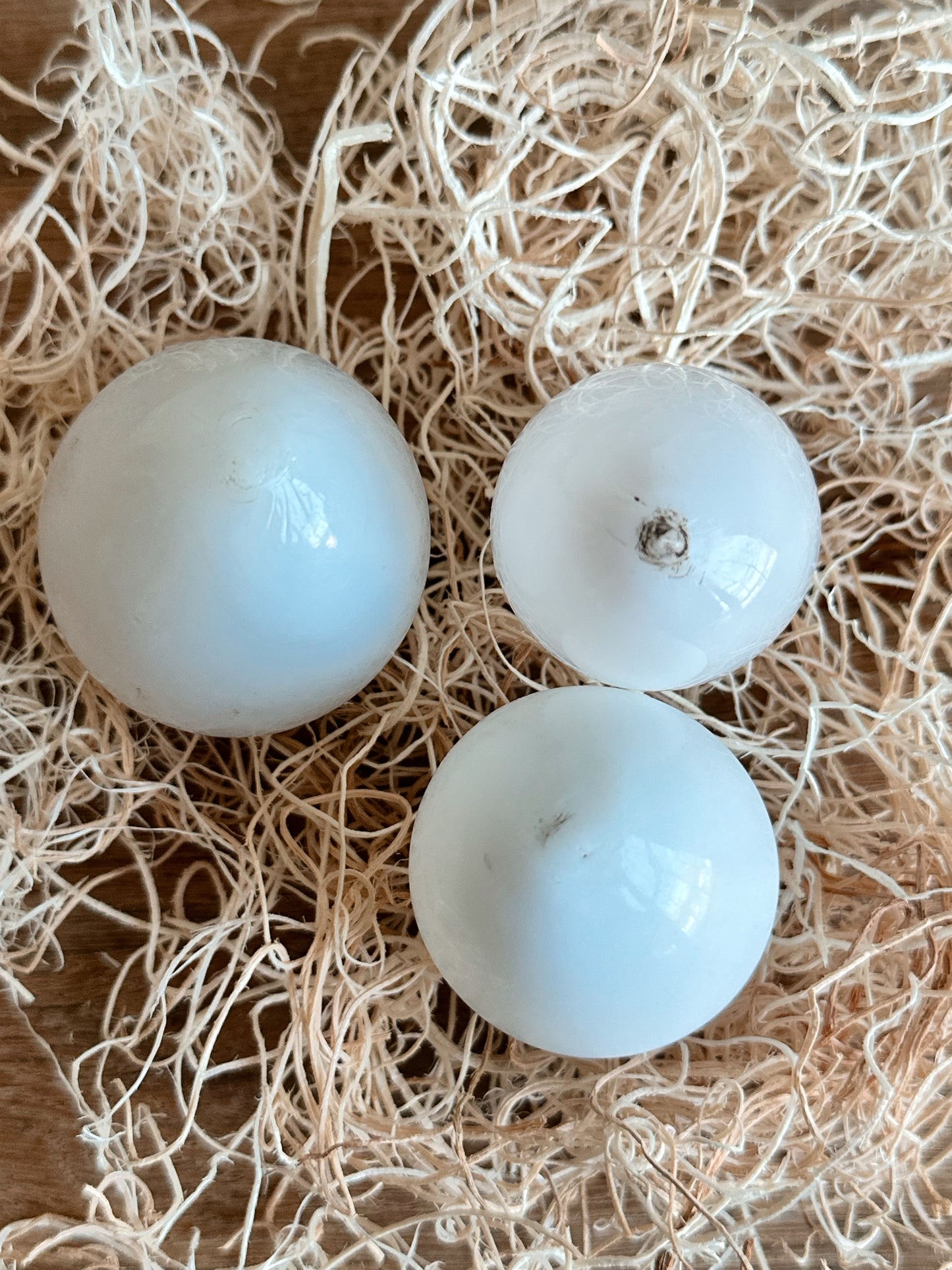 Trio of Vintage Blown Glass Eggs