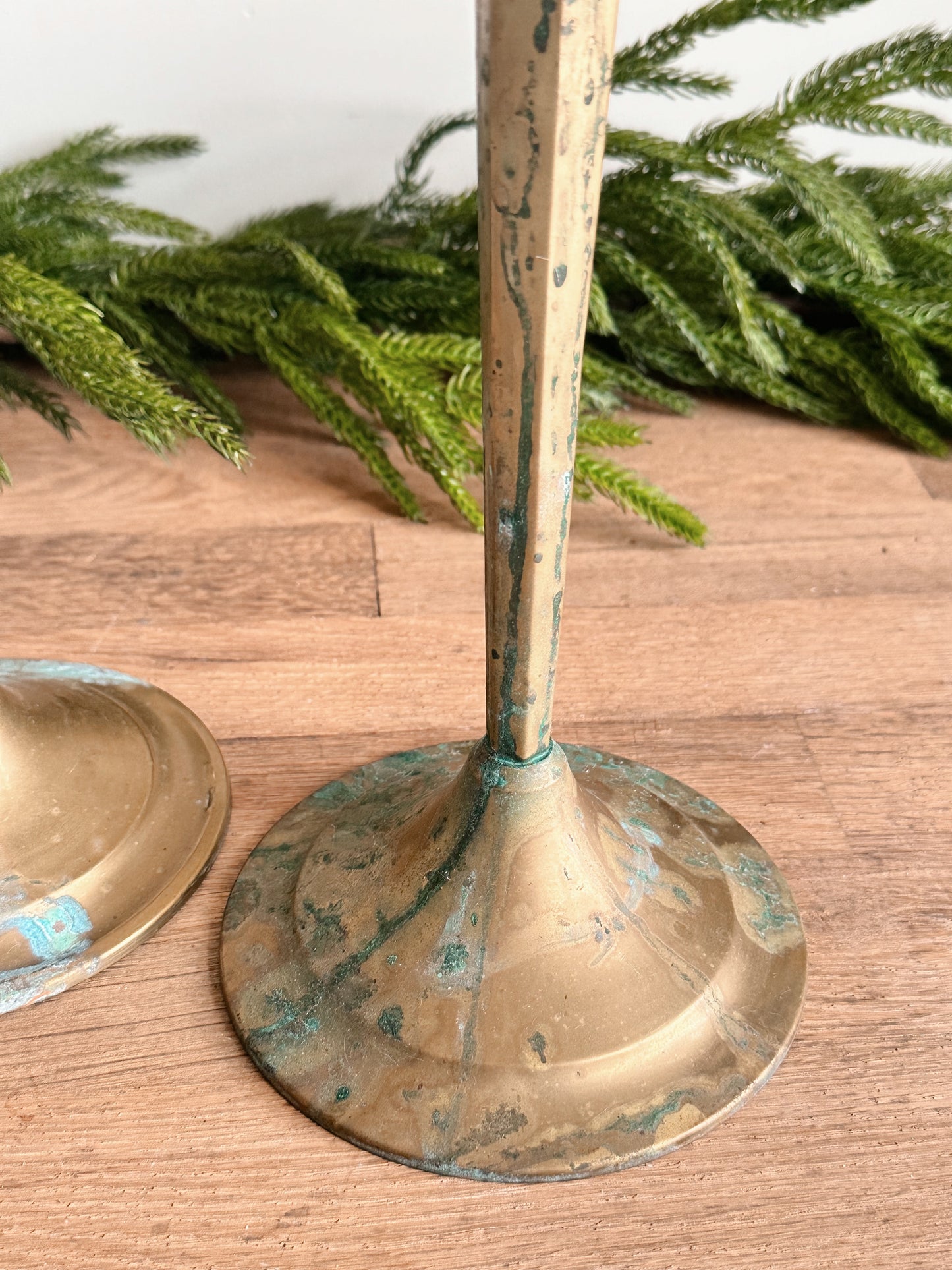 Pair of Large Vintage Brass Candleholders
