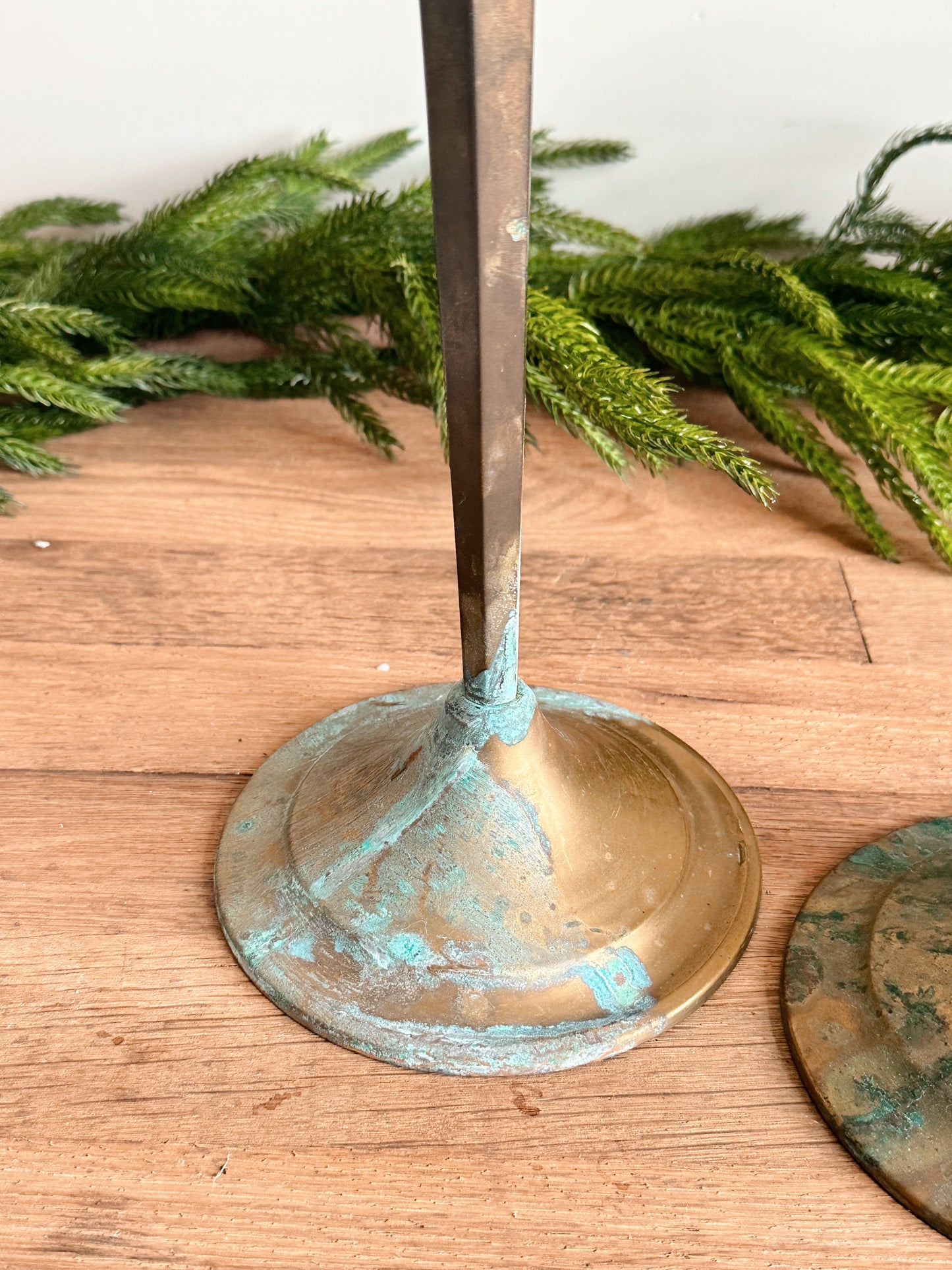 Pair of Large Vintage Brass Candleholders