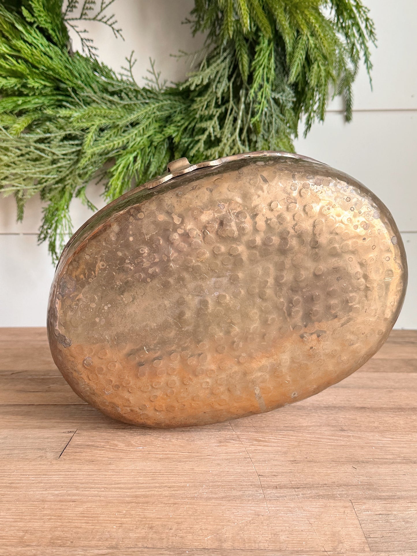 Vintage Hammered Brass Basket