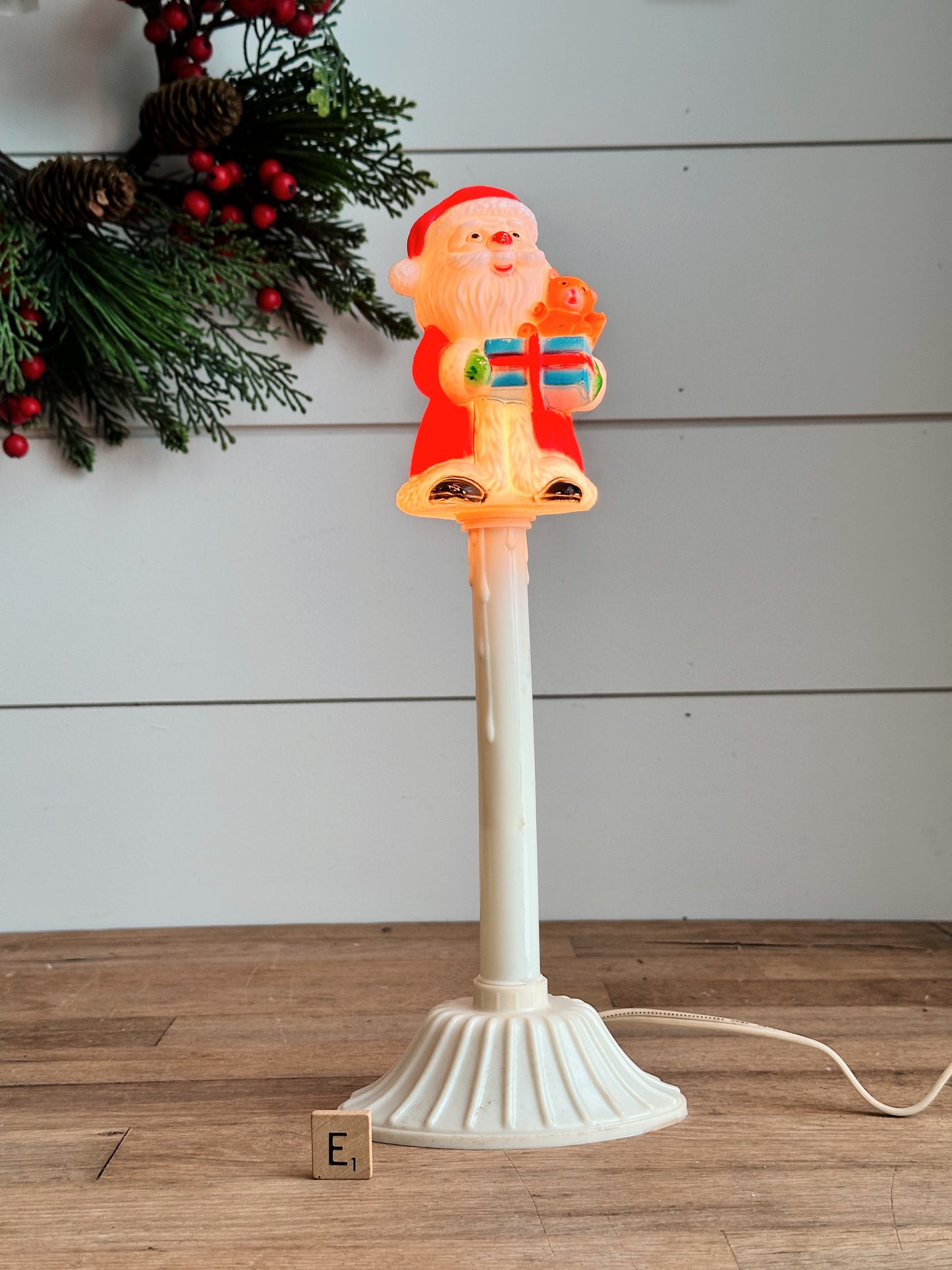 Rare Vintage Electric Santa Blow Mold Window Candle