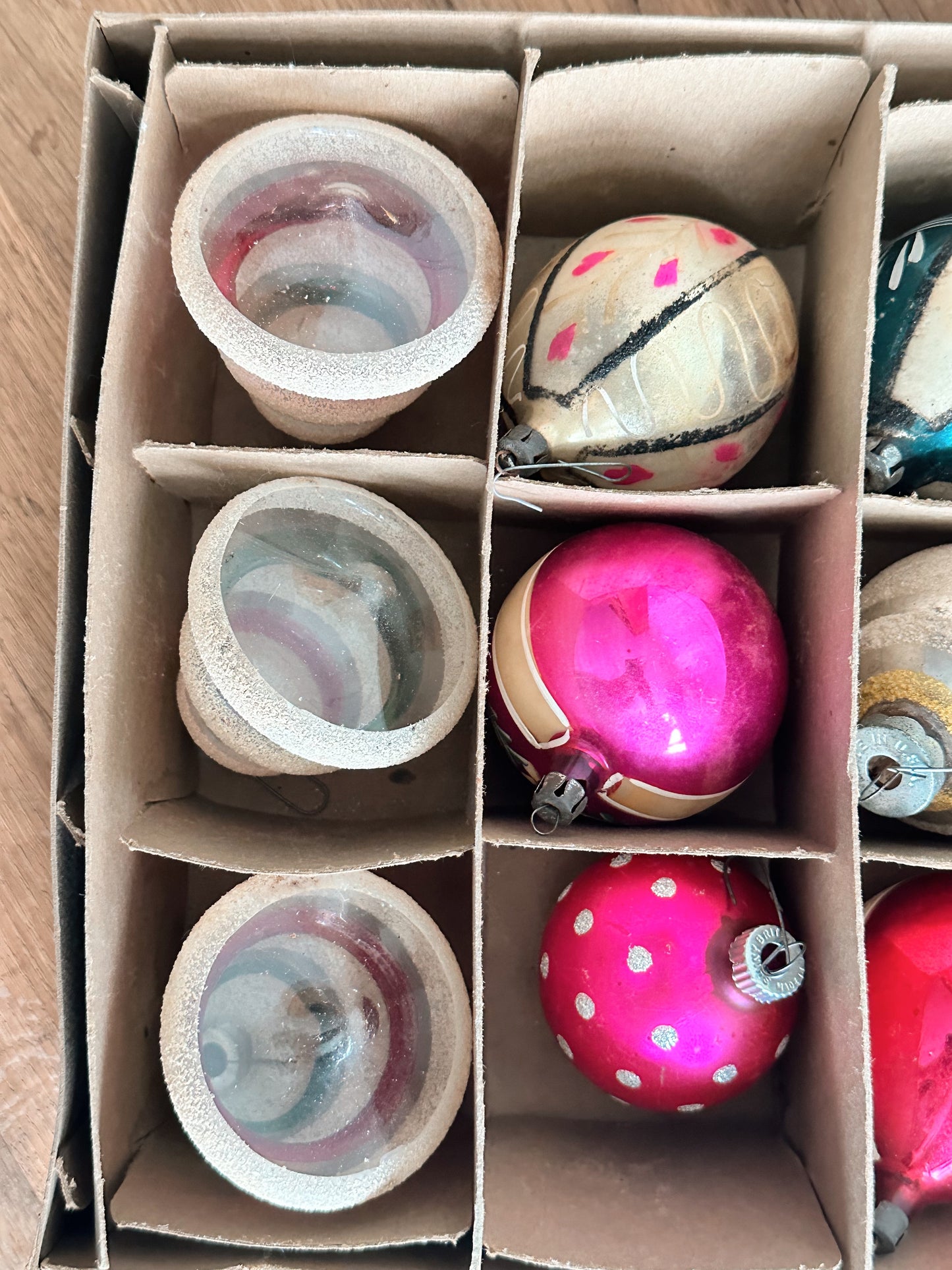 Vintage Shiny Brite Box Filled with Vintage Ornaments