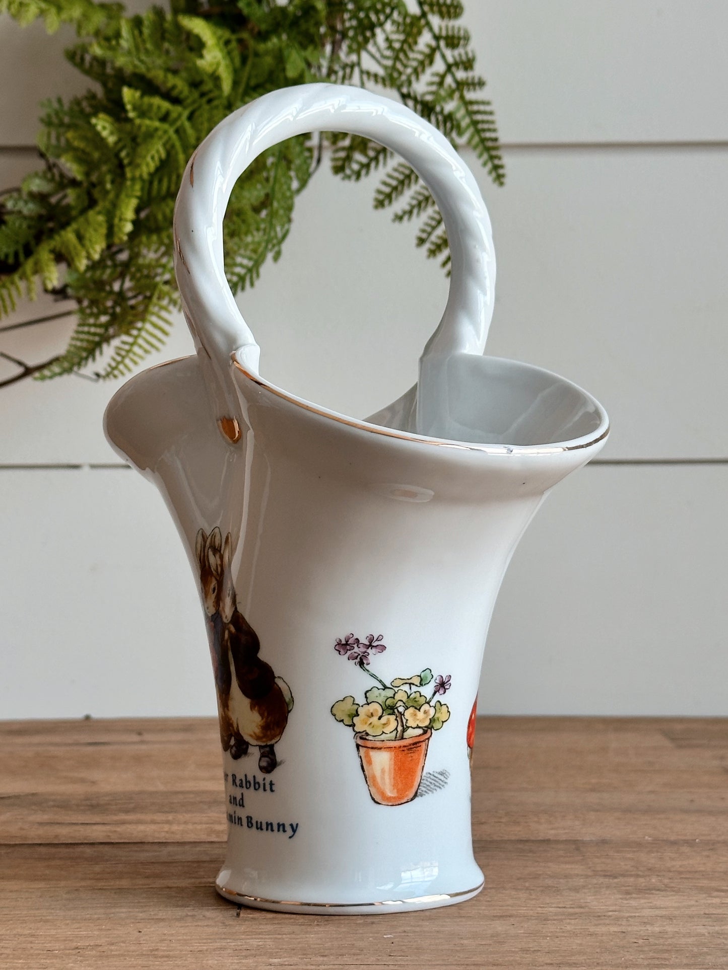 Vintage Beatrix Potter Peter Rabbit Basket Vase
