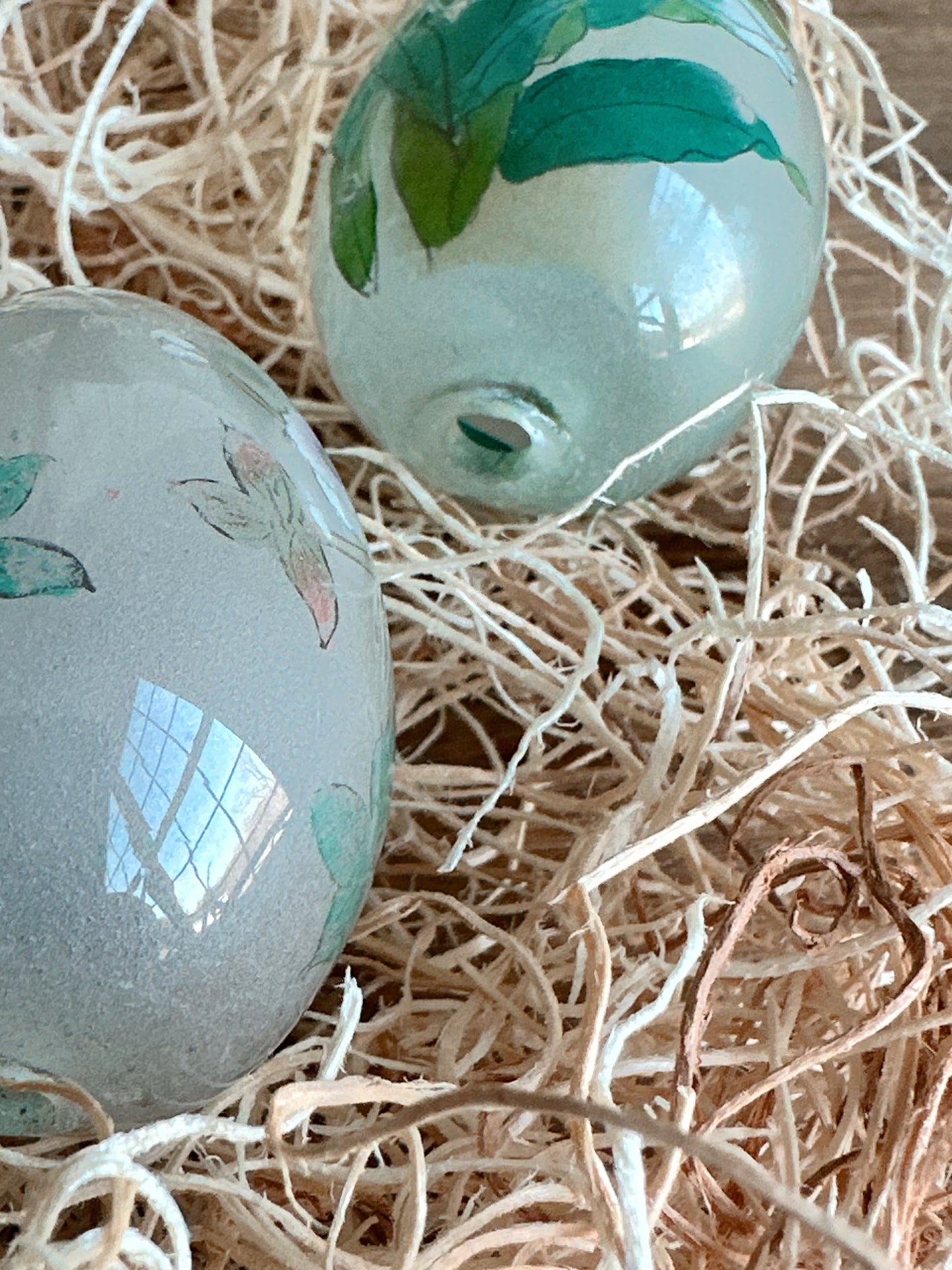 Collection of Vintage Reverse Painted Blown Glass Eggs