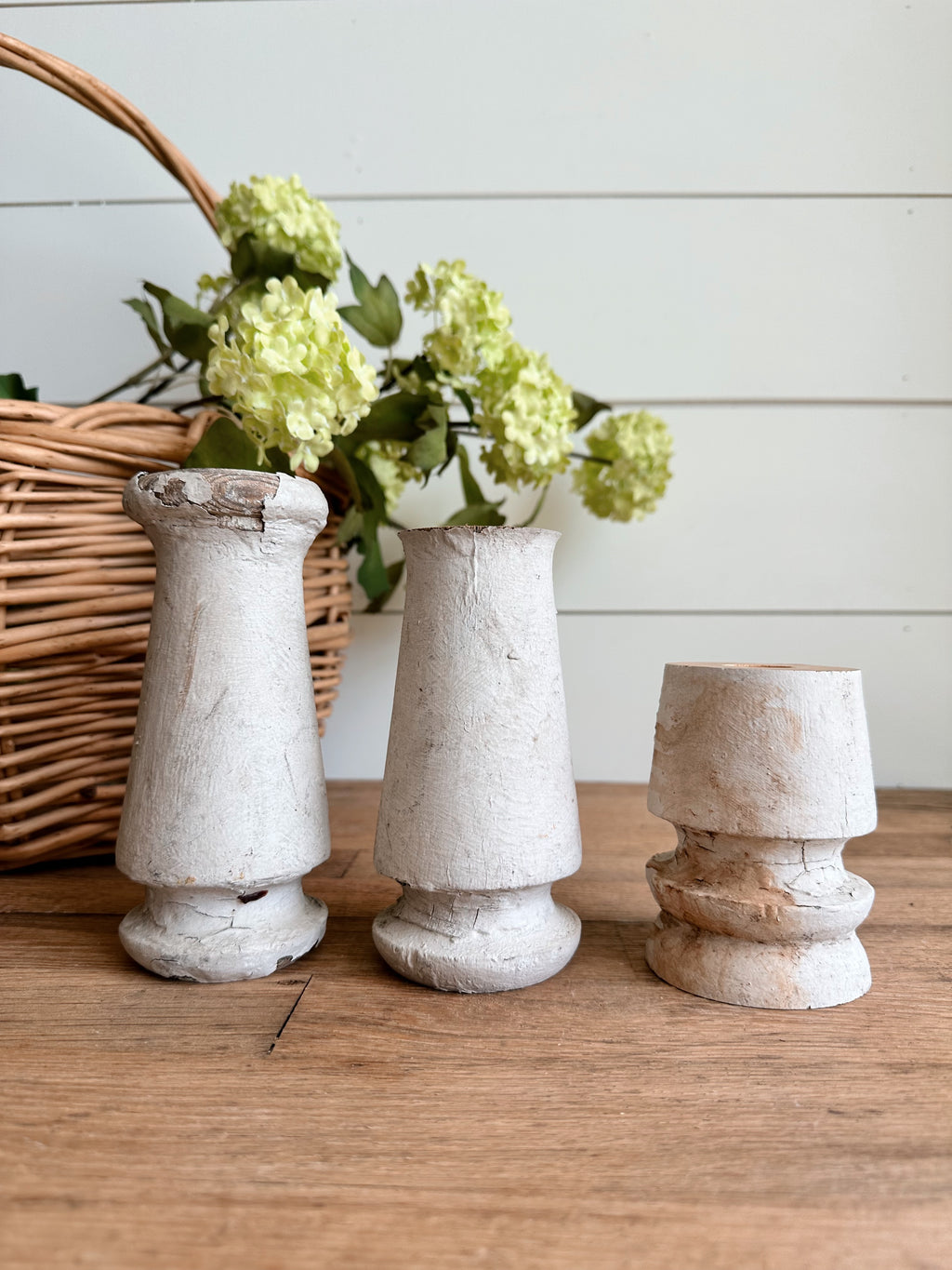 Trio of Chippy Spindle Candle Holders