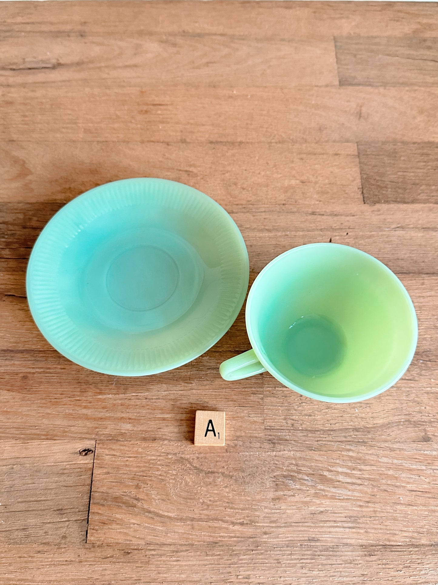 Vintage Fire King Jadeite Cup & Saucer