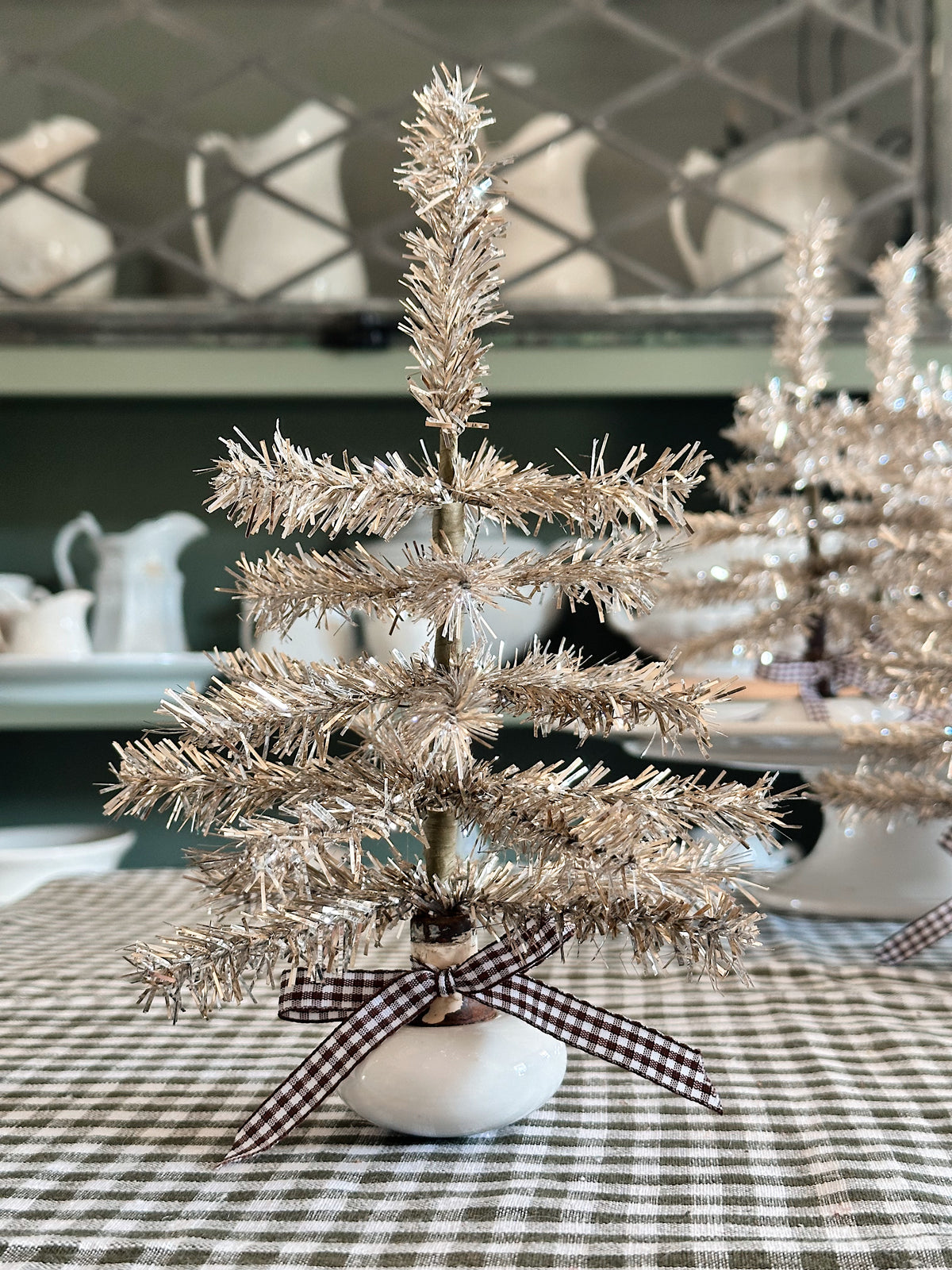 Vintage White Porcelain Door Knob Tinsel Tree