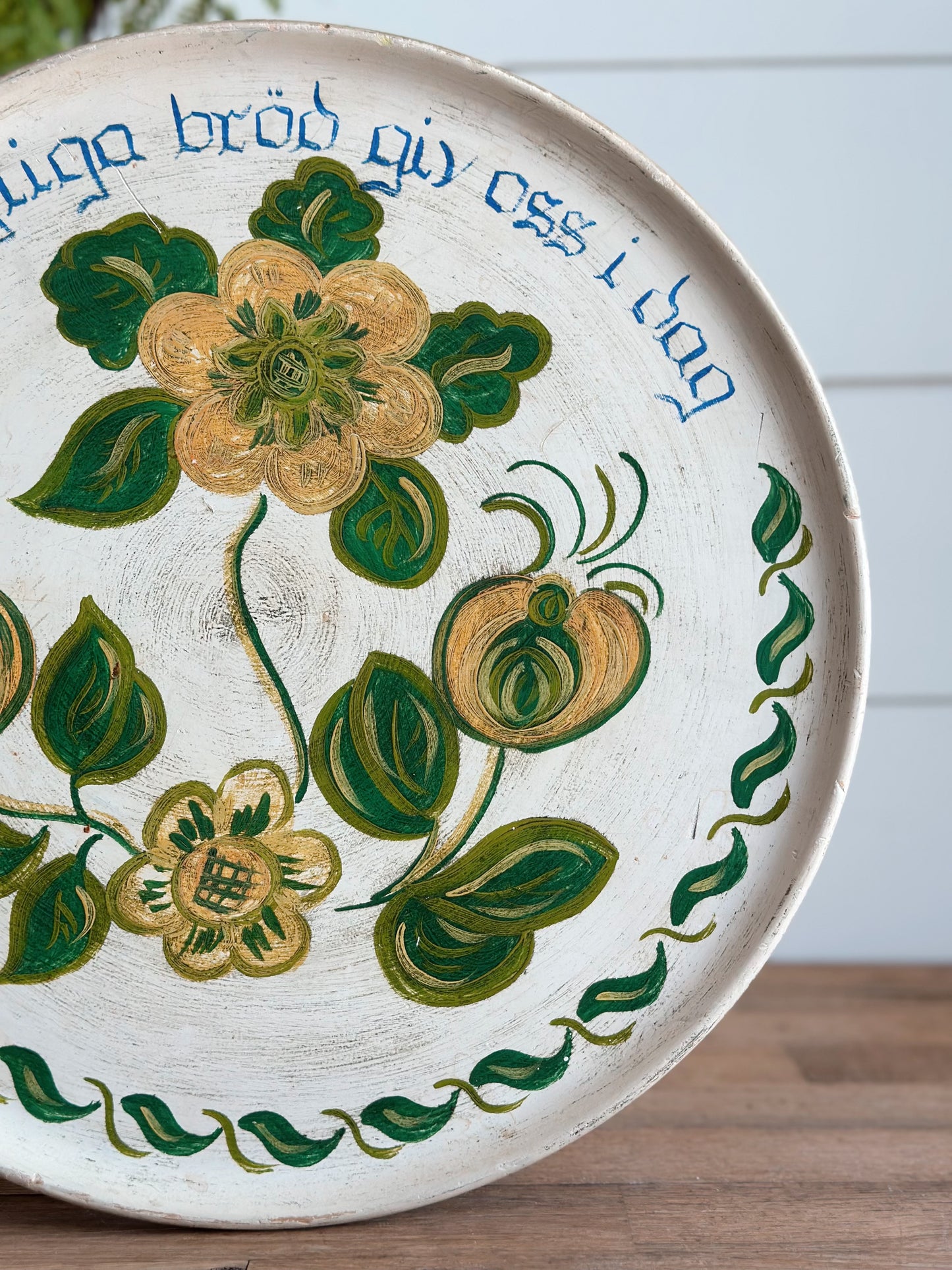 Vintage Hand Painted Painted Audrey Berggren Wood Tray (Give Us This Day Our Daily Bread)