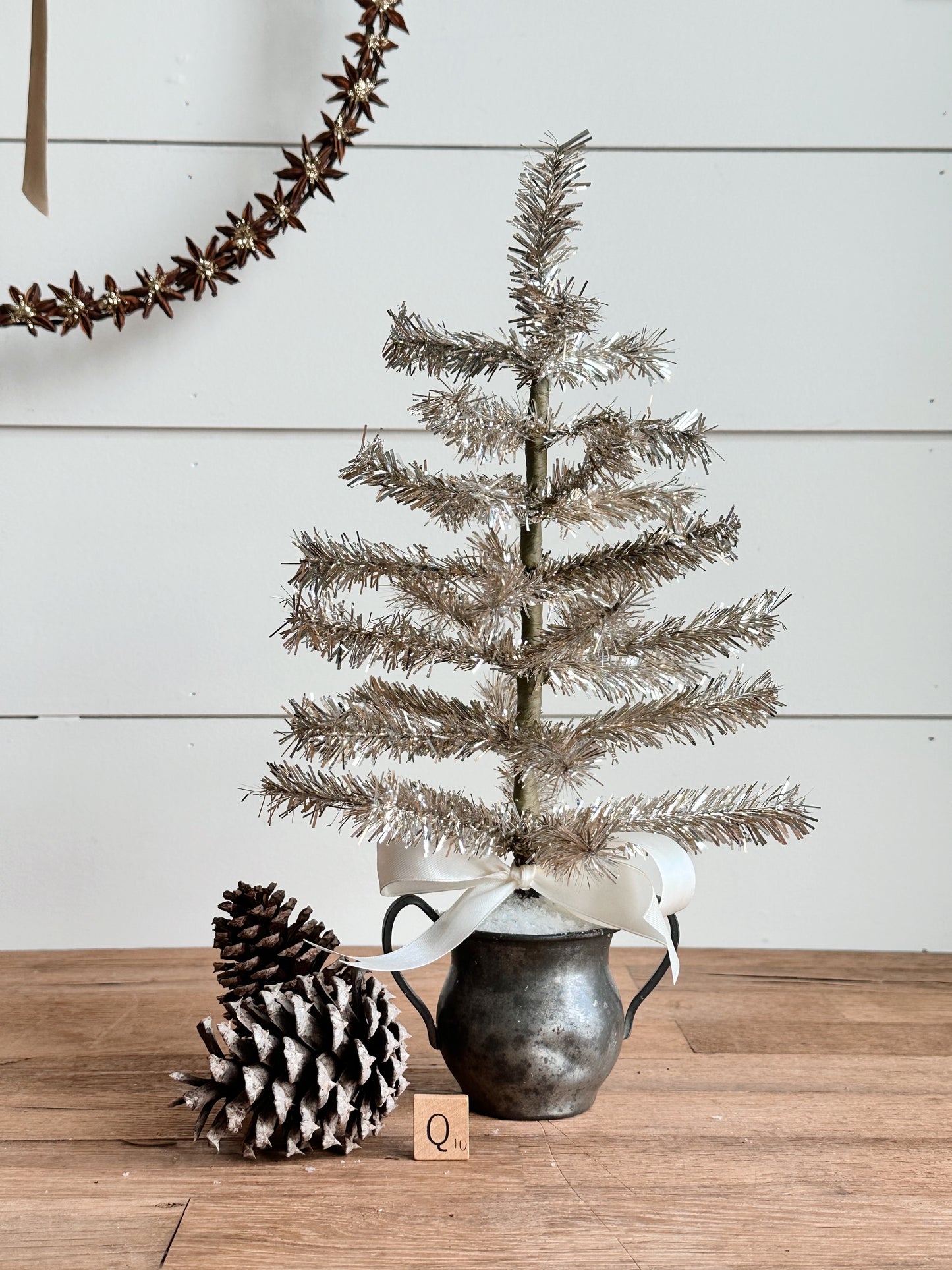 Vintage Pewter Tinsel Tree
