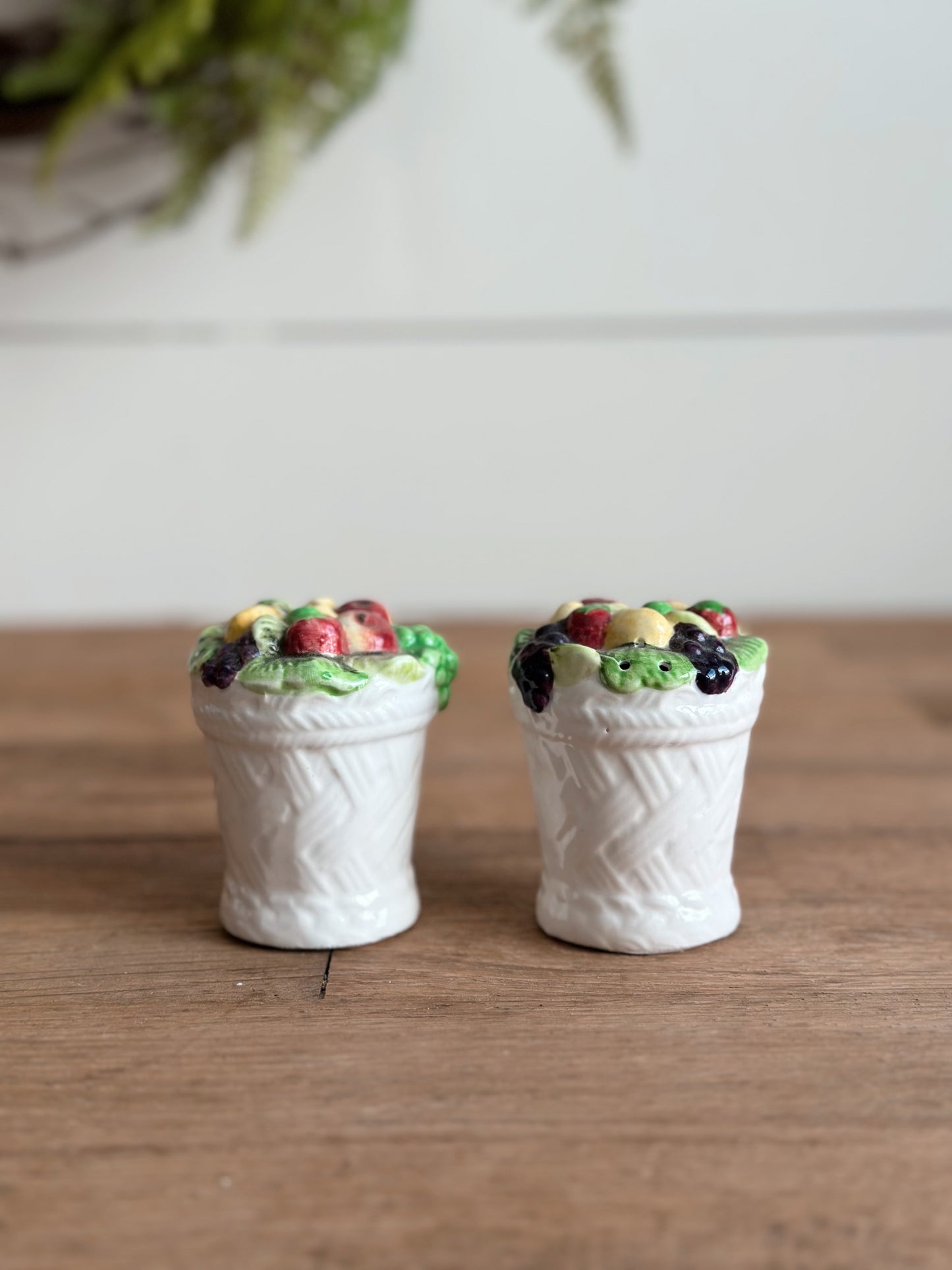 Vintage Lefton Fruit Basket Salt & Pepper Shakers
