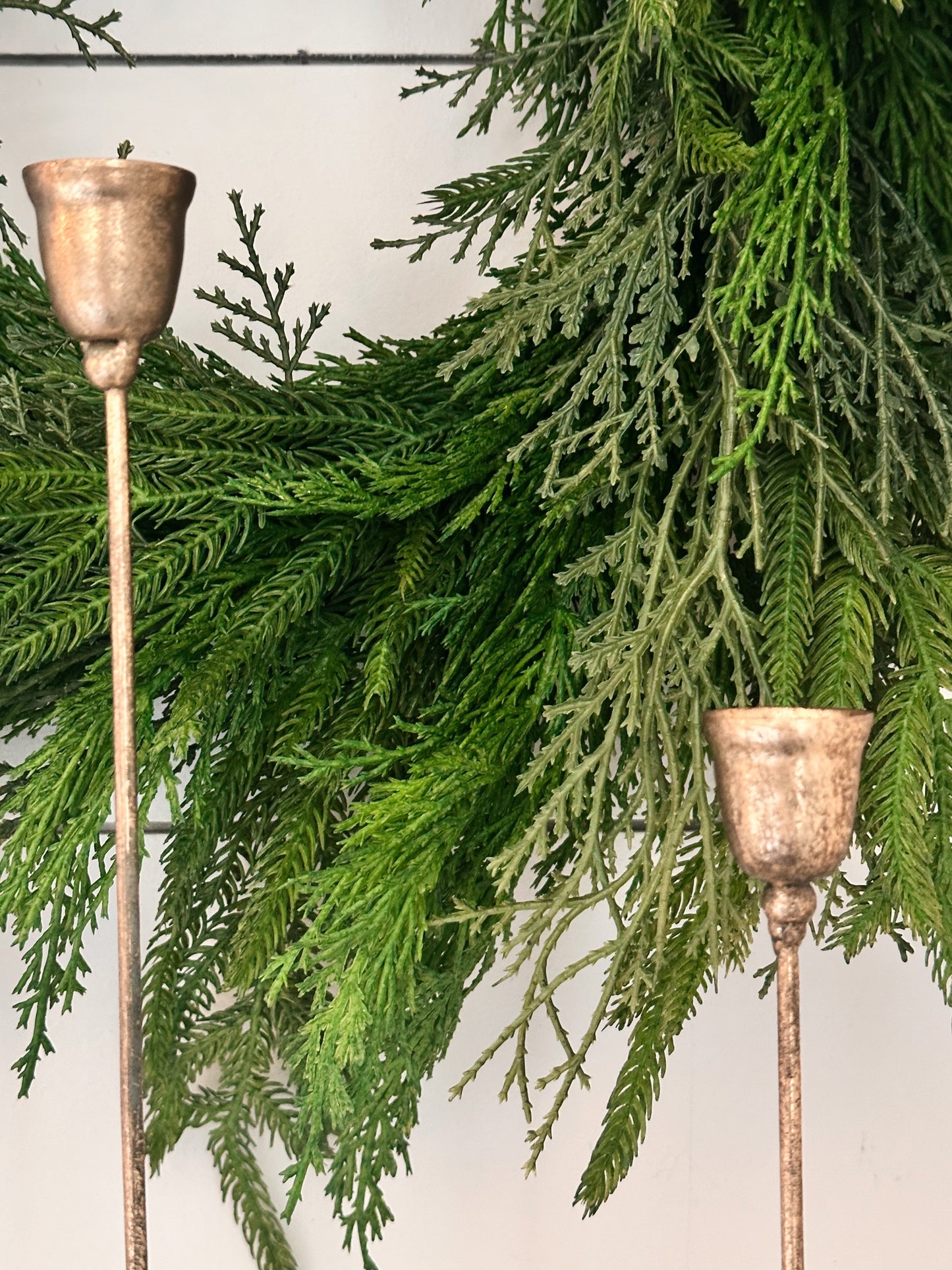 Slender Antique Gold Candle Holders