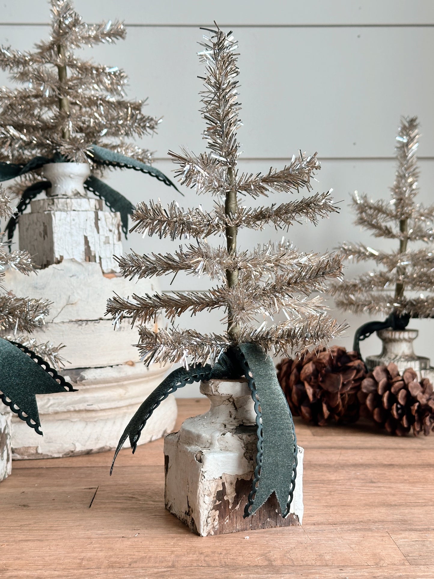 Salvage Wood Base Tinsel Tree