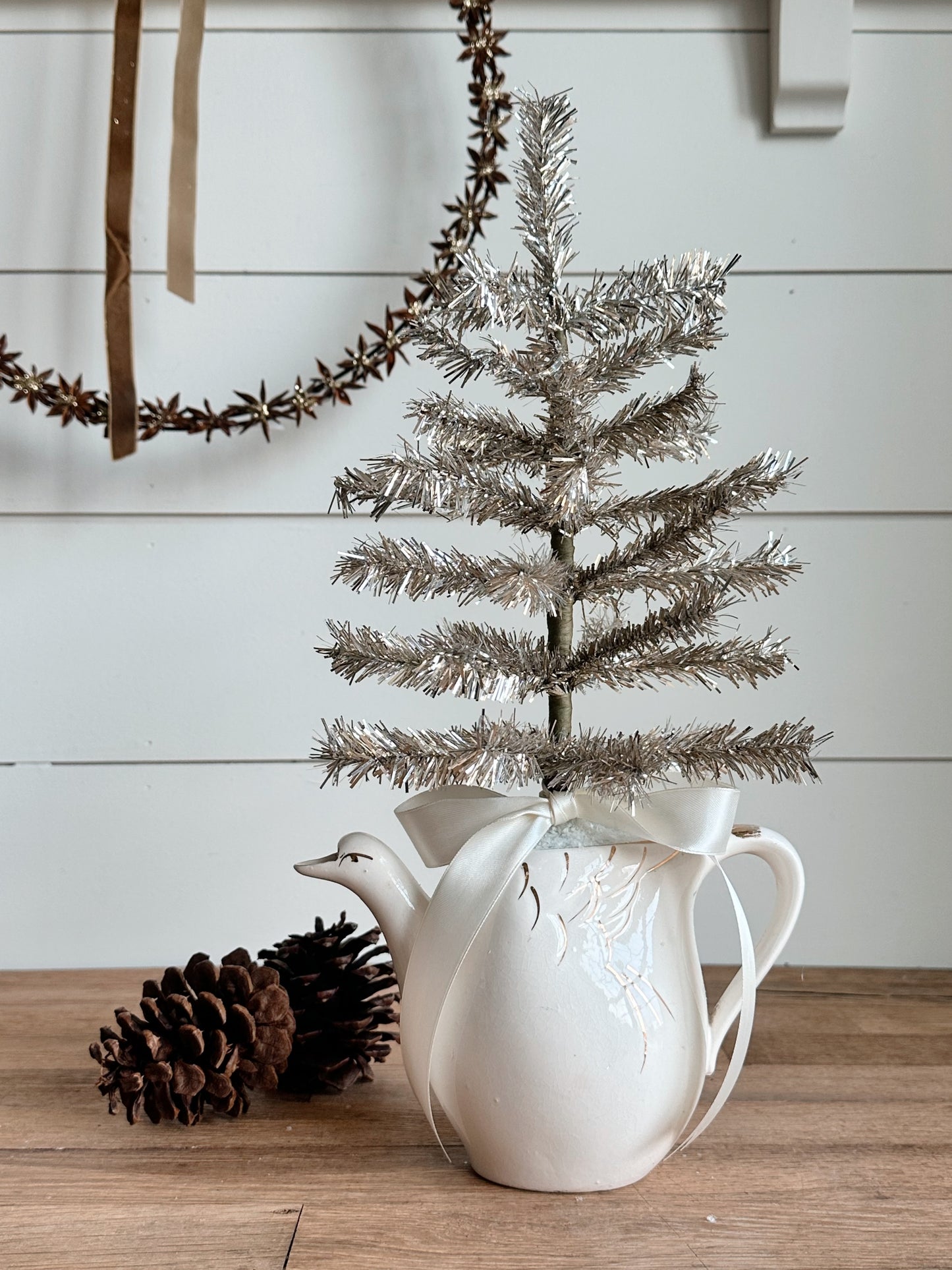 Vintage Swan Creamer Tinsel Tree