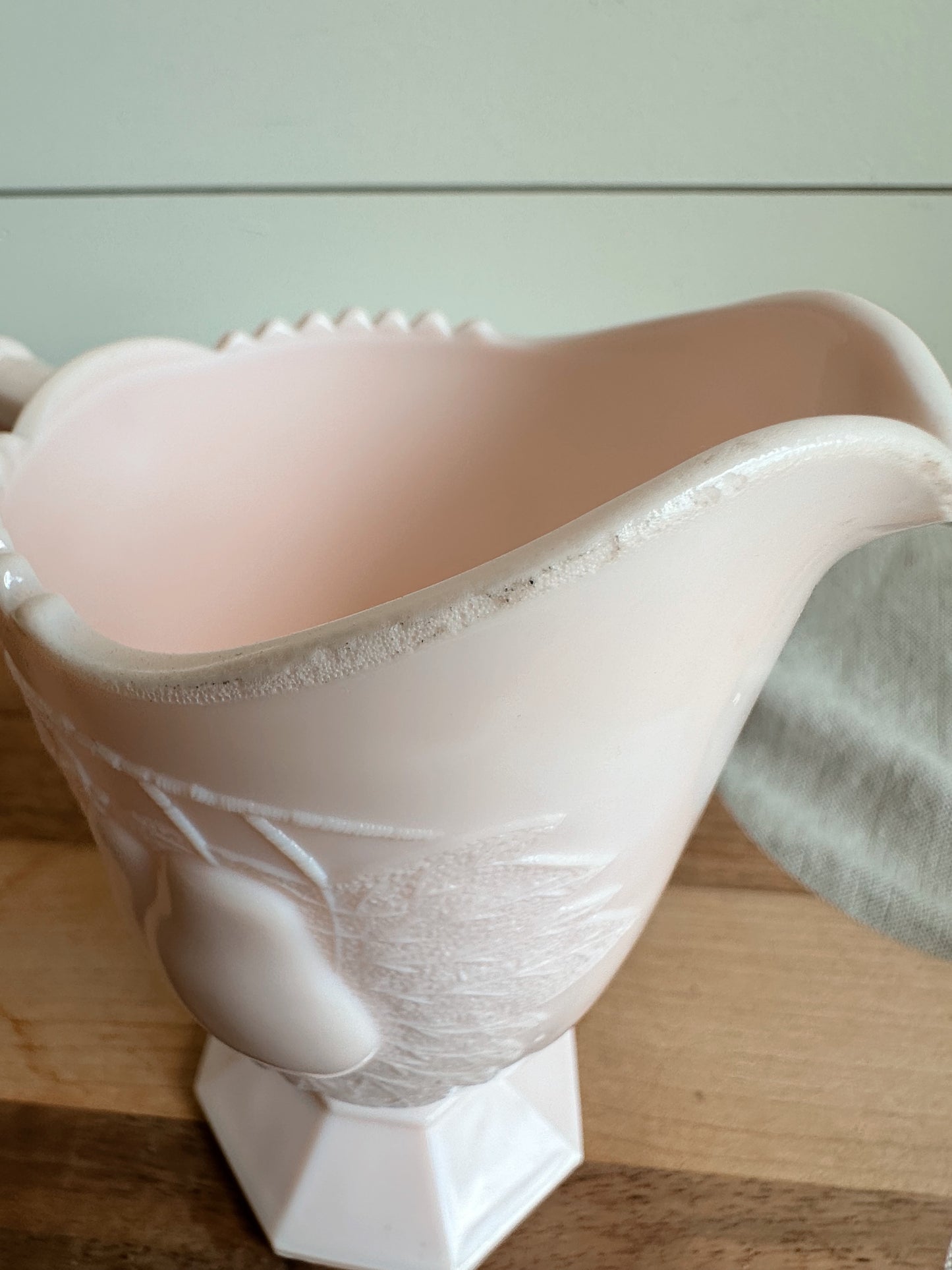 Vintage Pink Milk Glass Creamer