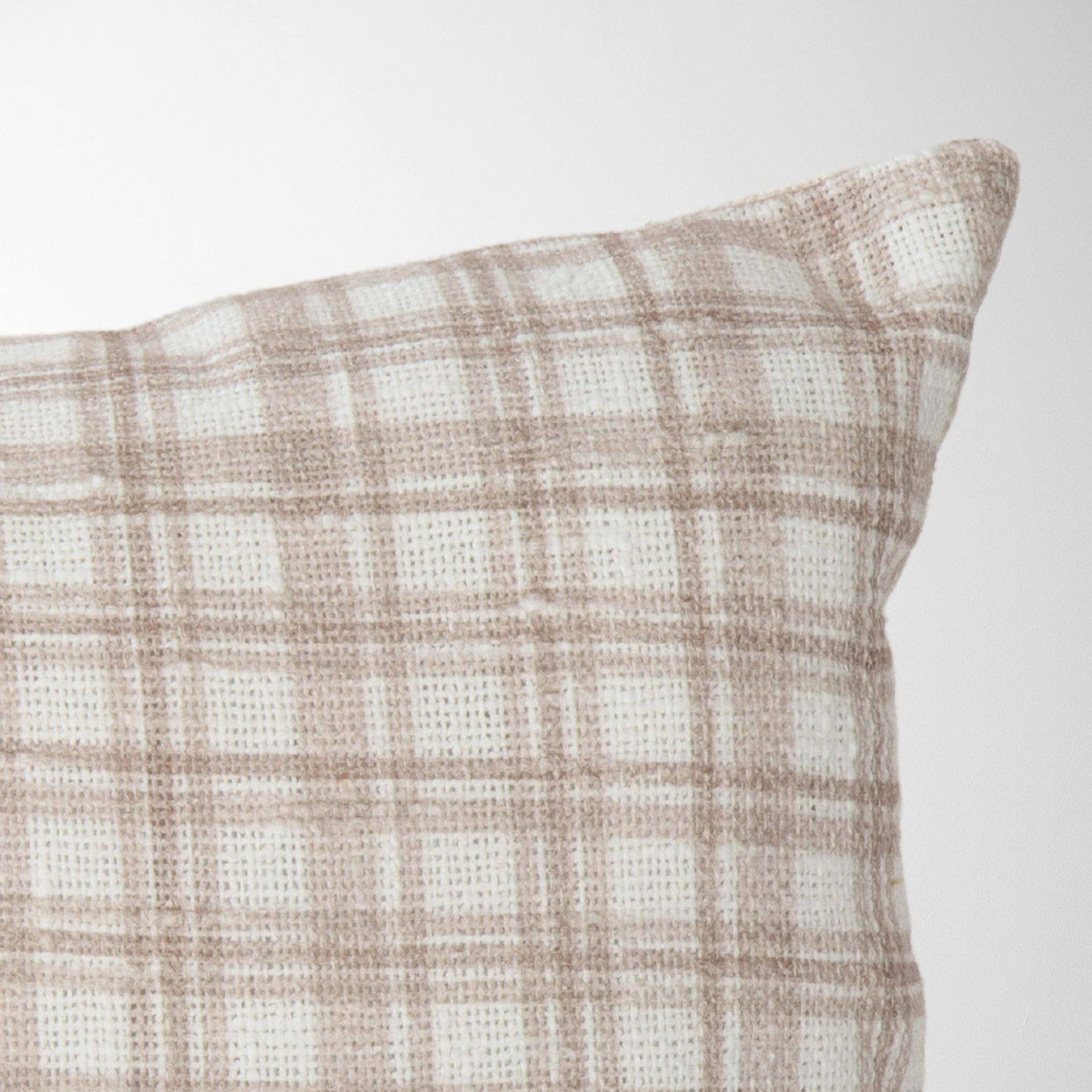 Freya Plaid Lumbar Pillow Cover in Oyster