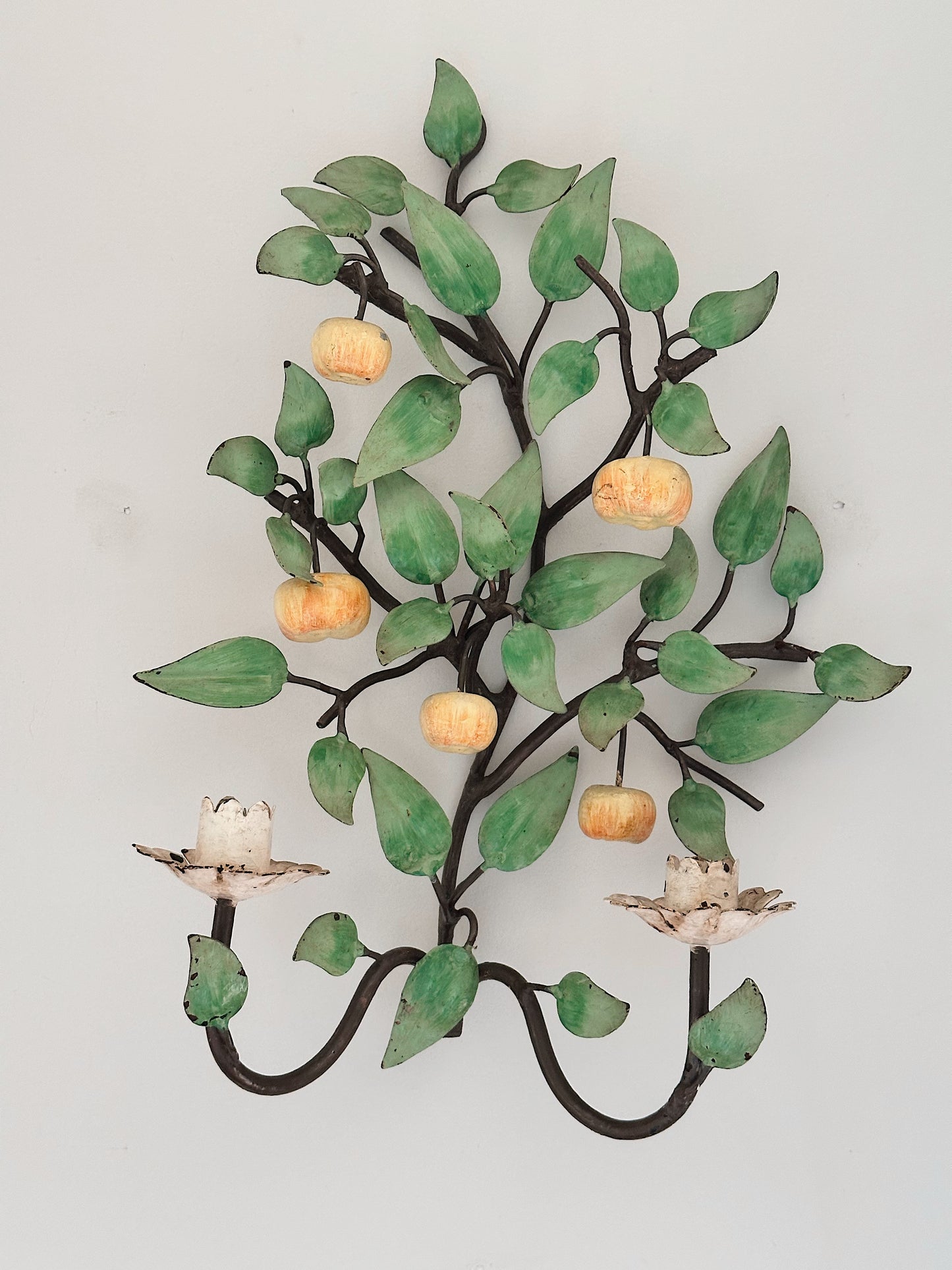 Vintage Toleware Wall Double Candle Sconce