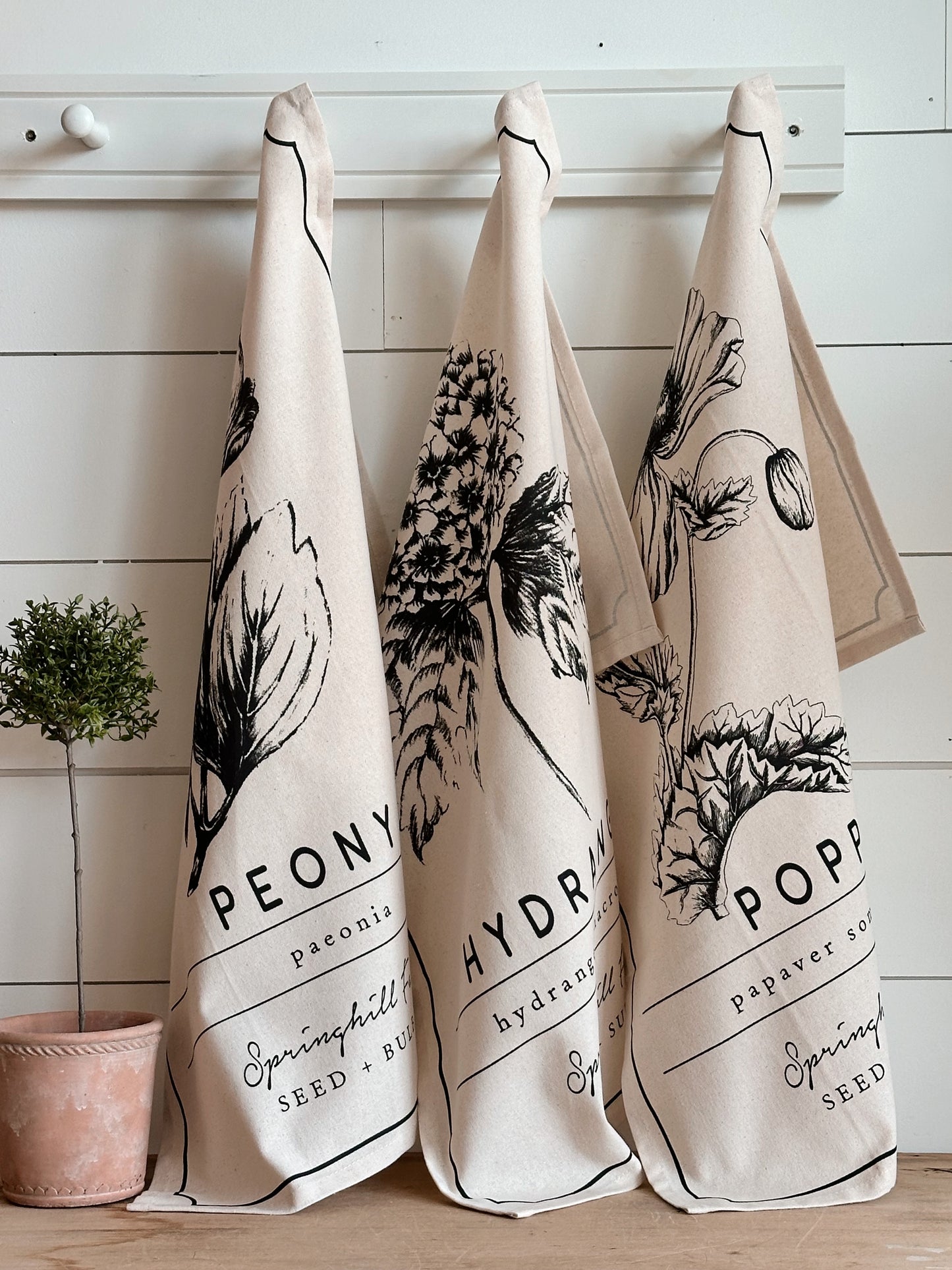 Set of Three Floral Botanical Tea Towels