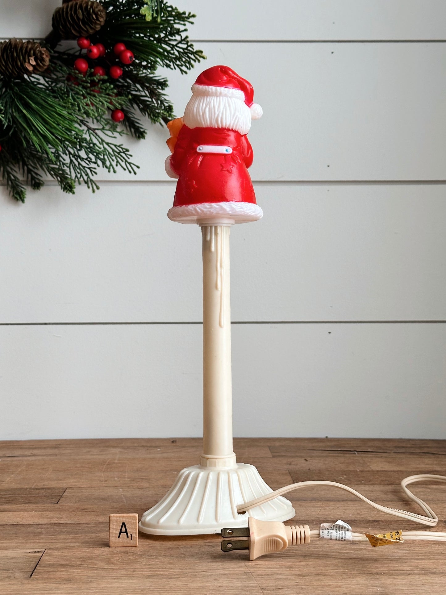 Rare Vintage Electric Santa Blow Mold Window Candle