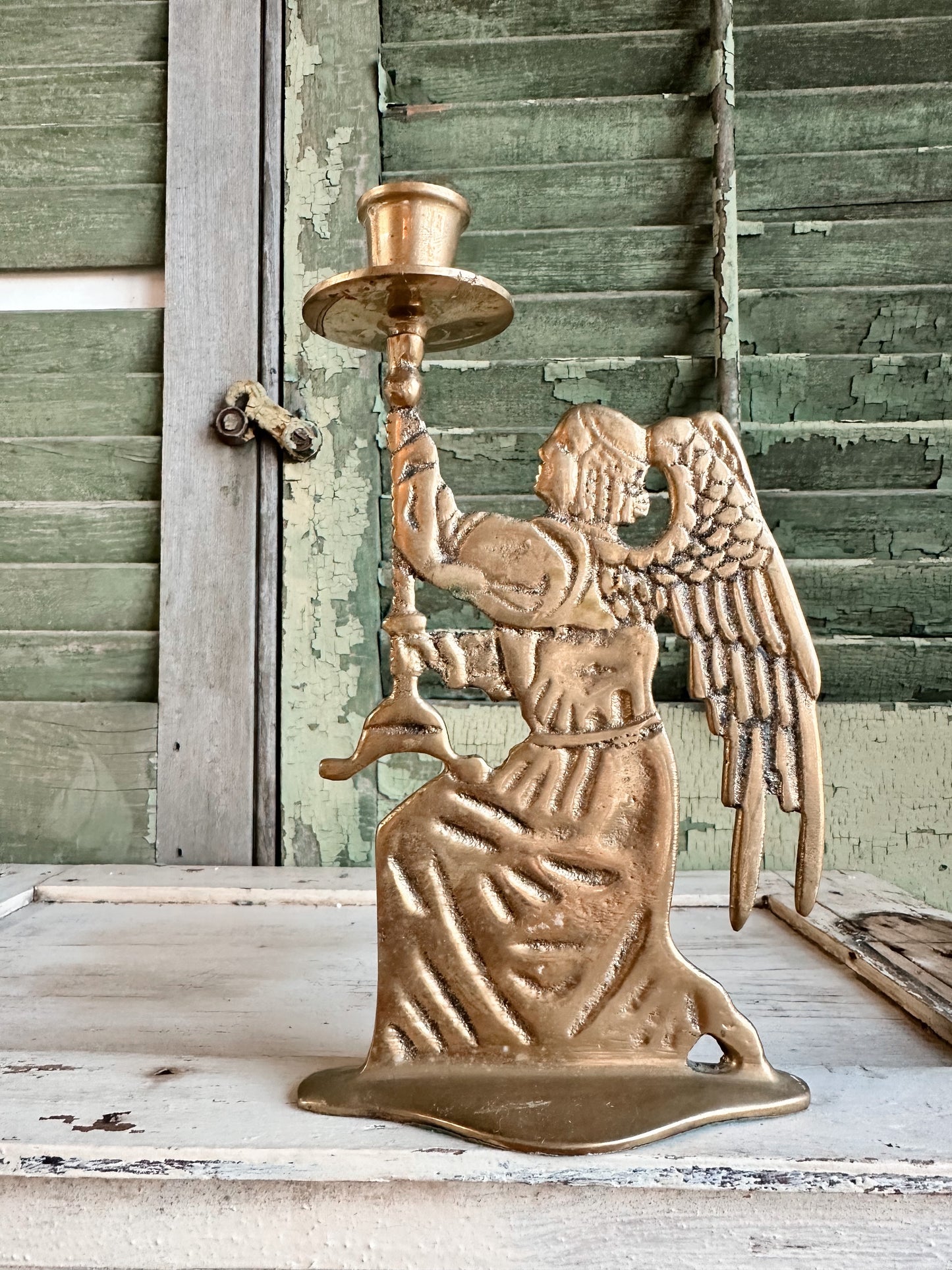 Vintage Brass Angel Candle Holder