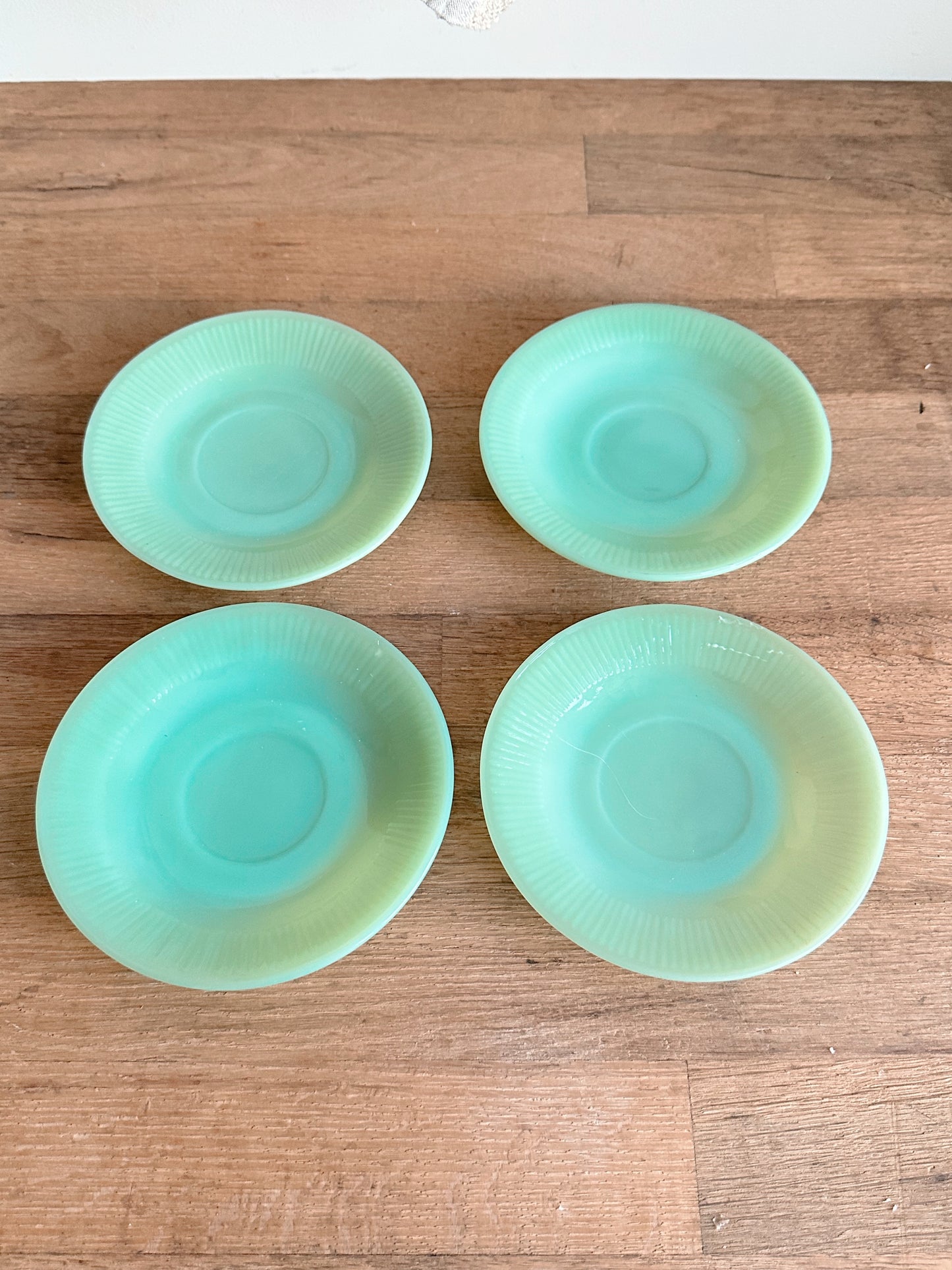 Set of Four Vintage Jadeite Saucers