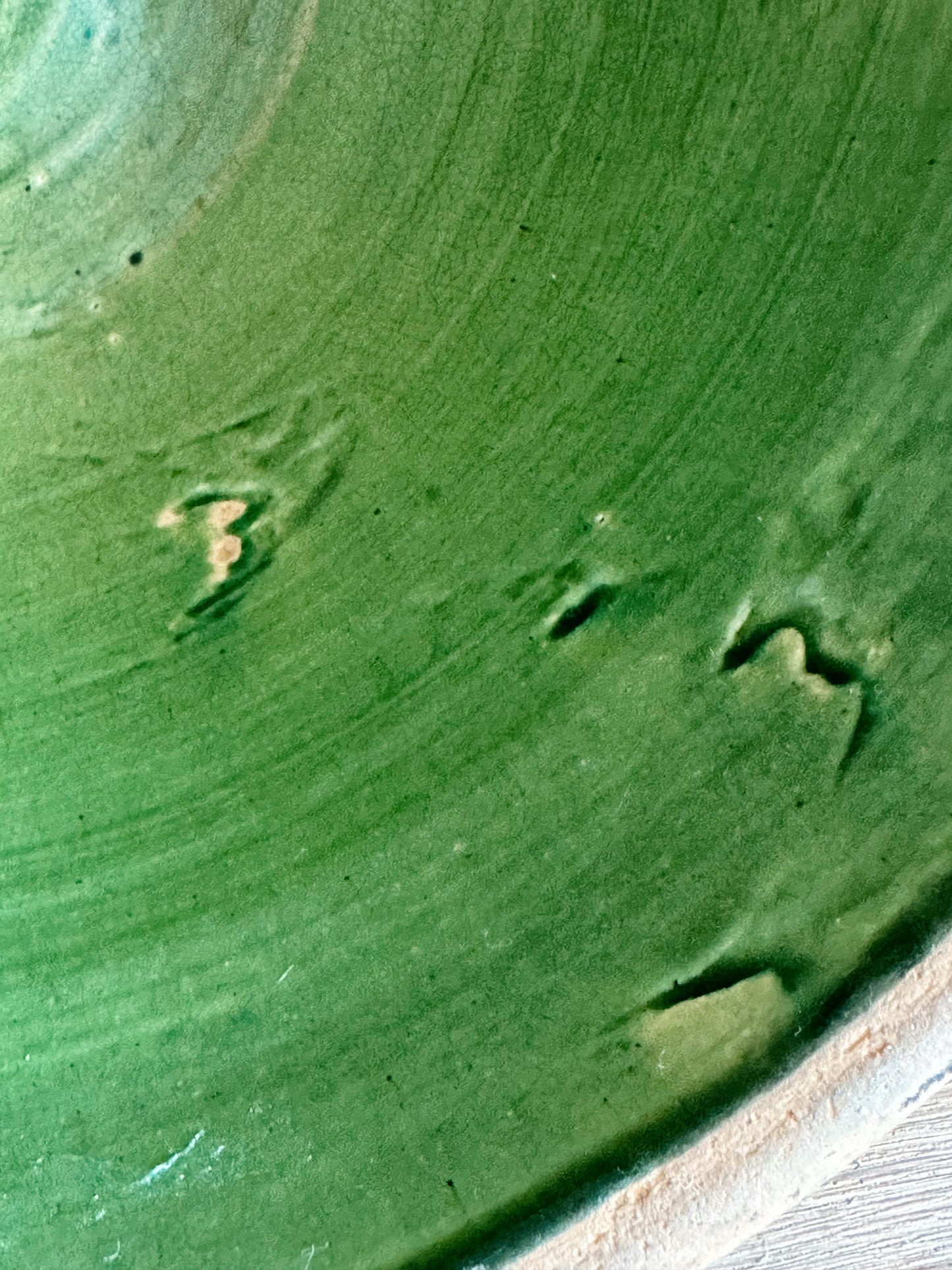 Vintage Green Ribbed Stoneware Mixing Bowl
