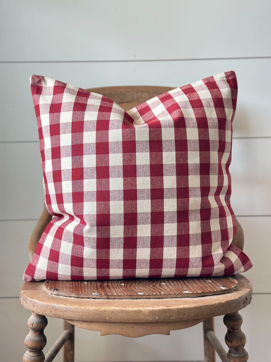 Red & Off White Gingham Pillow