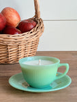 Hand Poured Apple Orchard Candle in a Vintage Jadeite Cup and Saucer