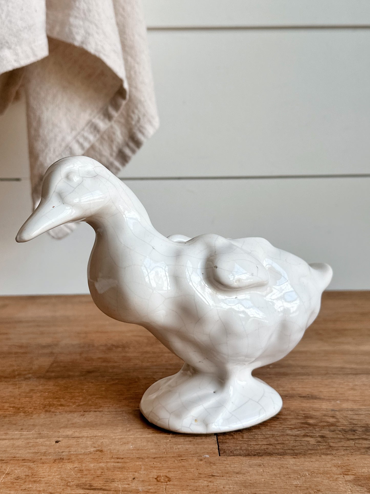 Vintage Crackled Duck Planter