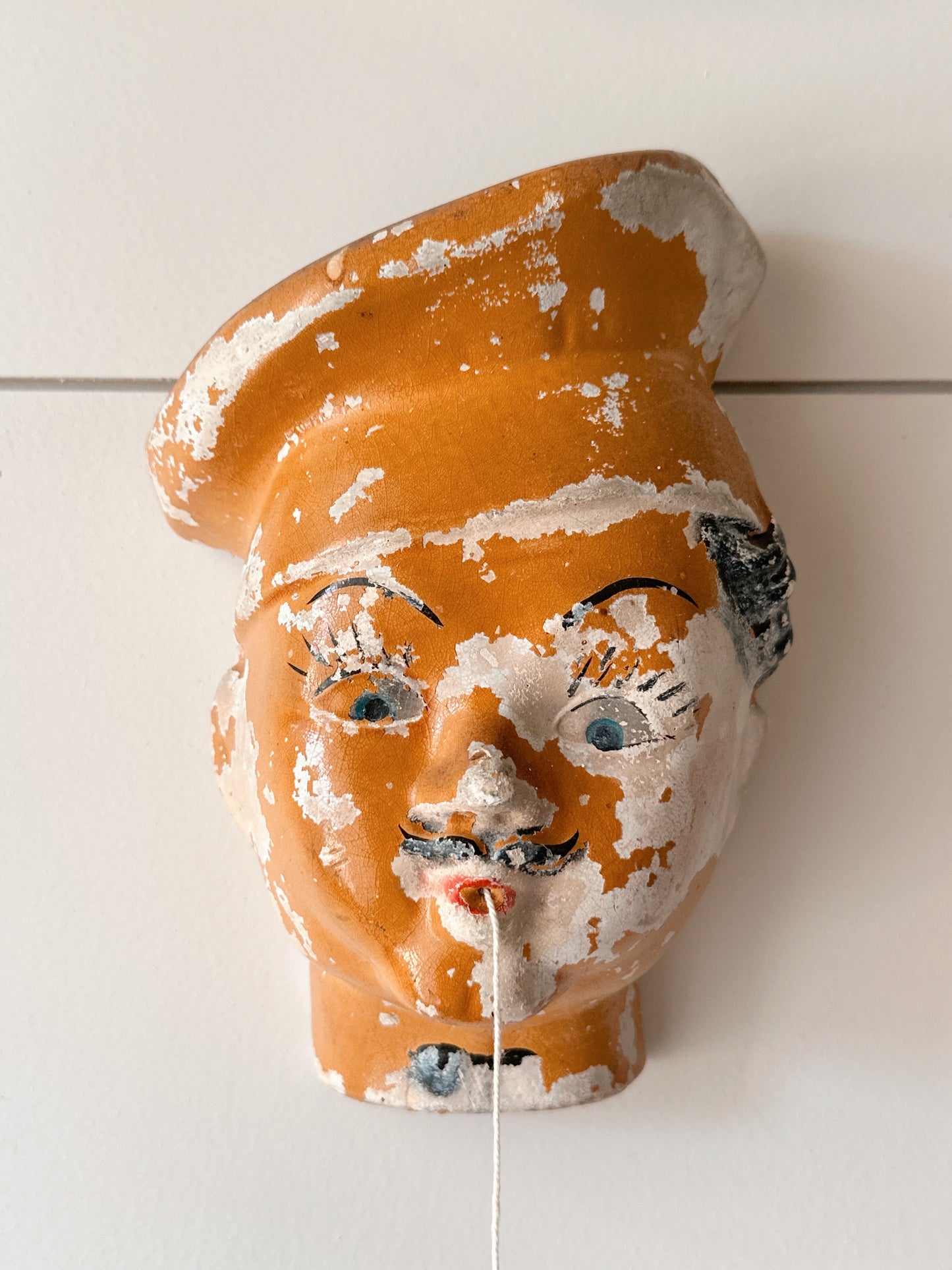 Vintage 1940s Chippy Chalkware Gentleman Twine Holder