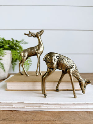 Pair of Solid Brass Vintage Deer