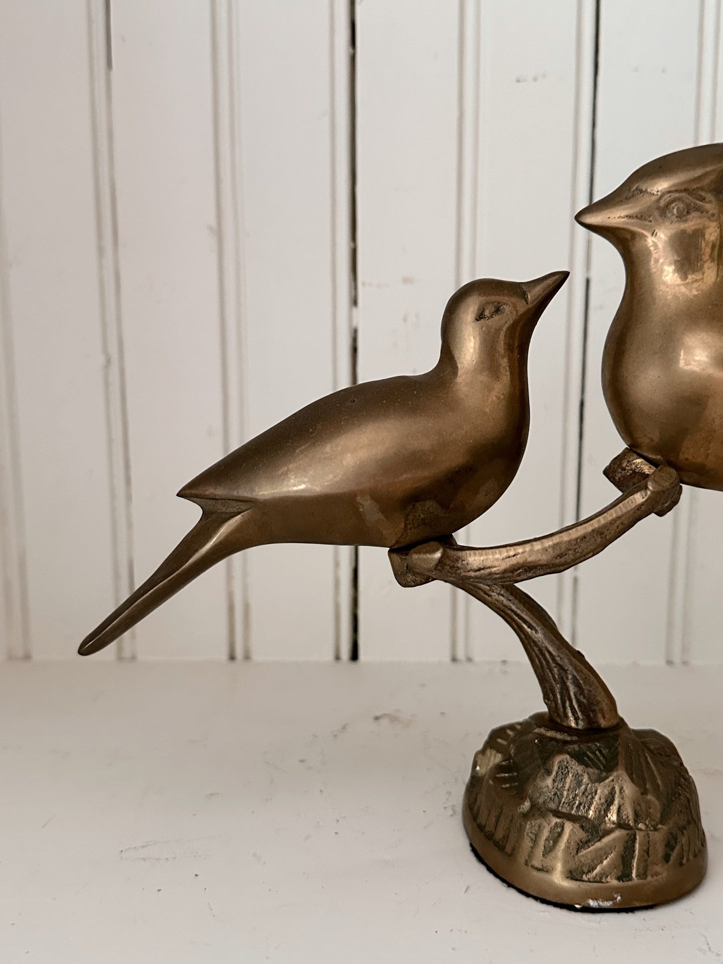 Vintage Brass Birds on a Branch