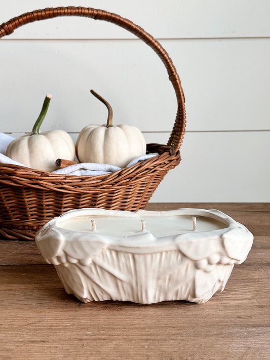 Hand Poured Pumpkin Chai Candle in a Vintage McCoy Planter