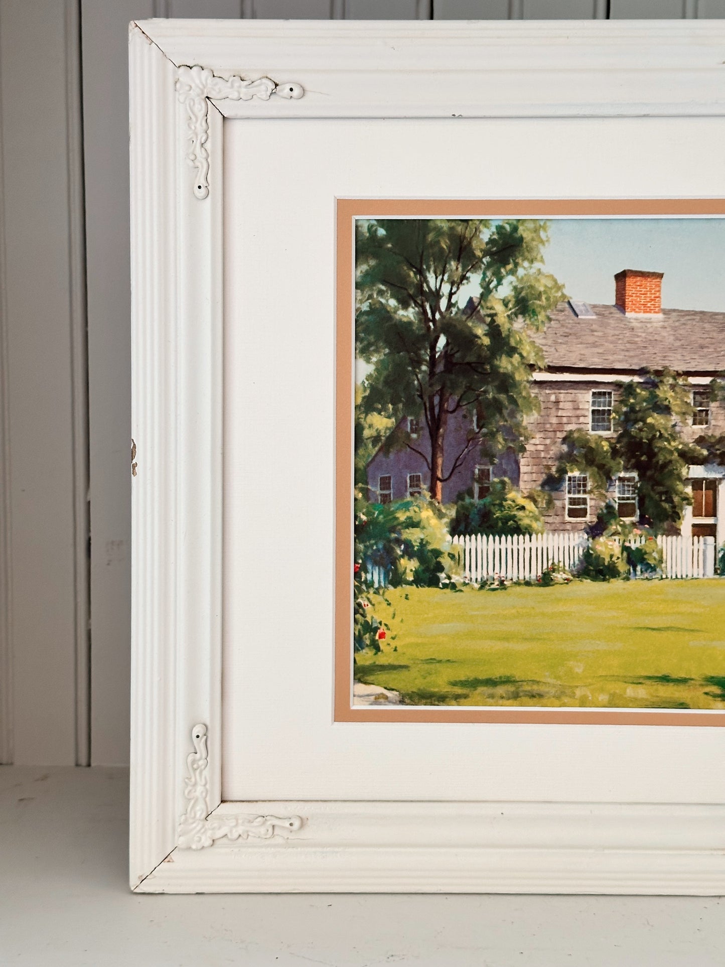 Vintage Framed Print, Cottage & Windmill