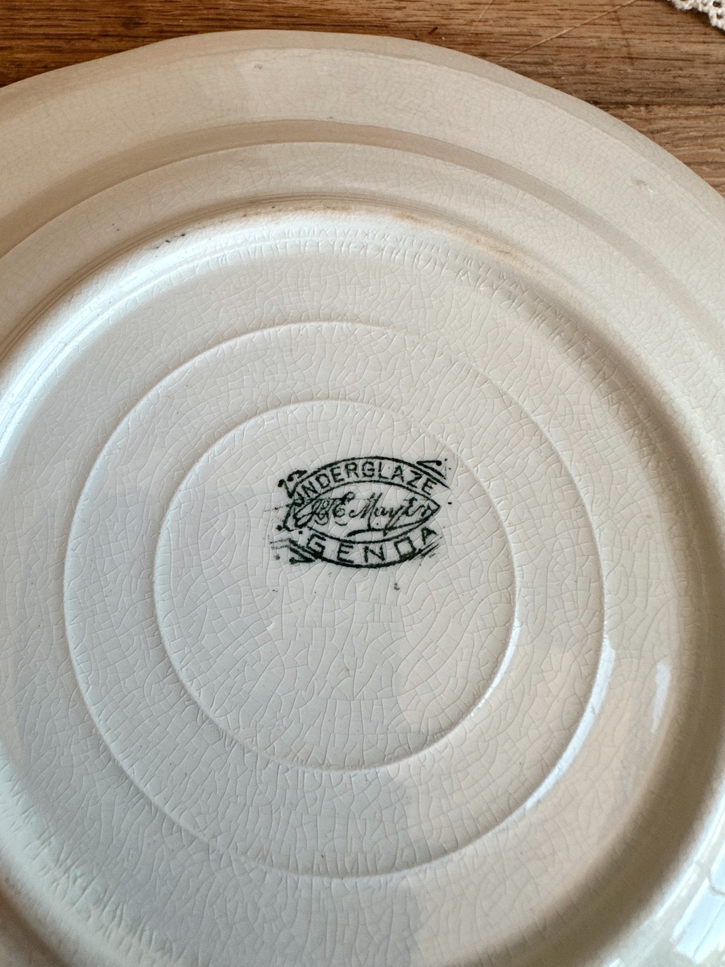 Vintage Green & White Transferware Plate