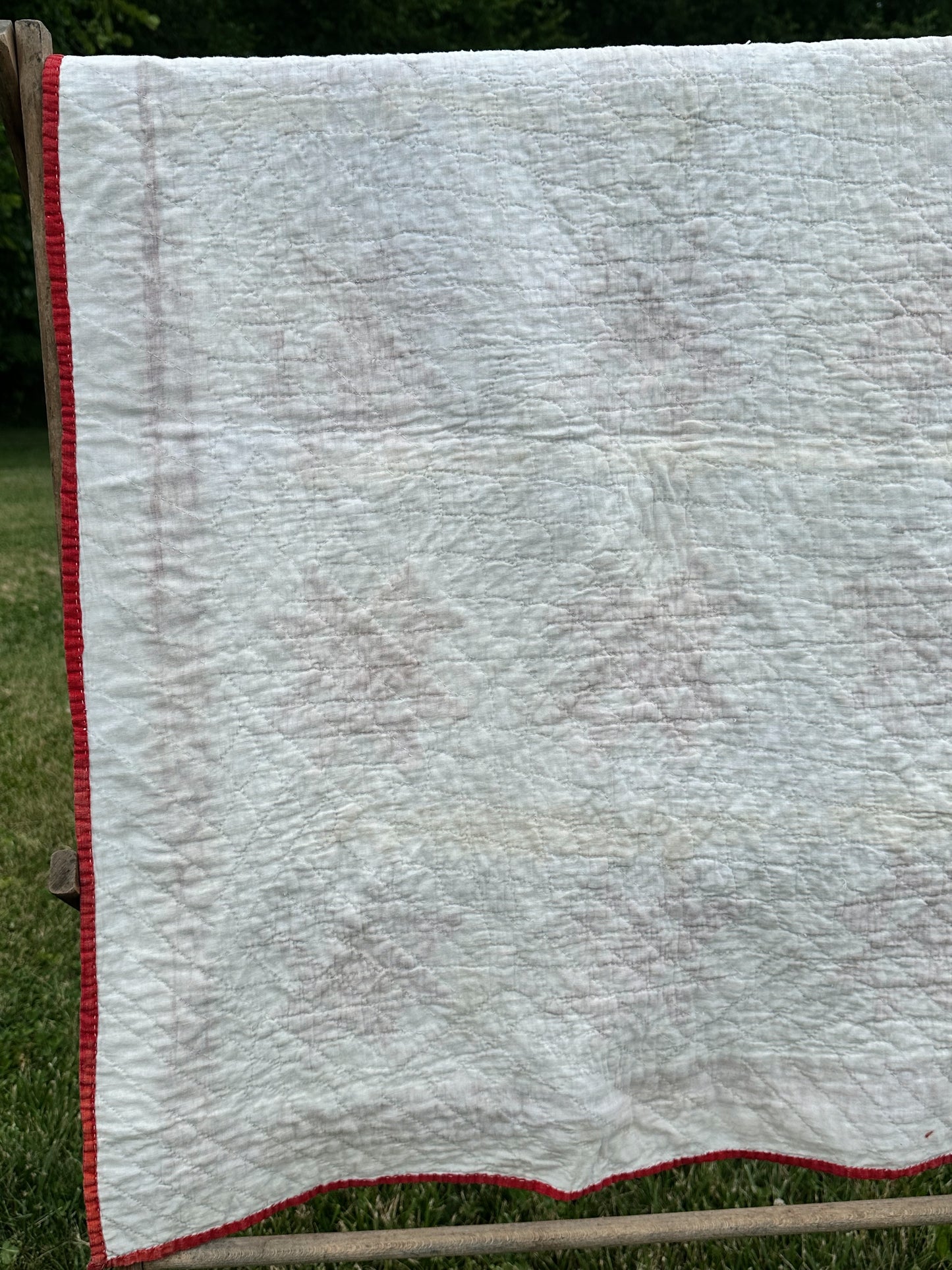 Vintage Red & White Ohio Star Lap Quilt
