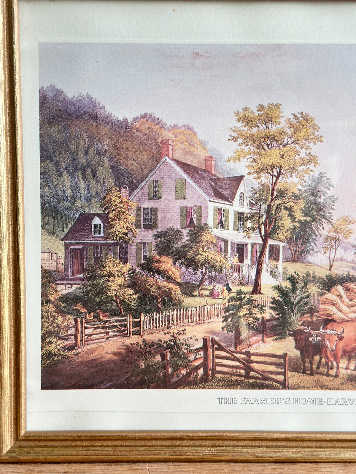 Vintage Frames Currier & Ives Print - The Farmers Home - Harvest