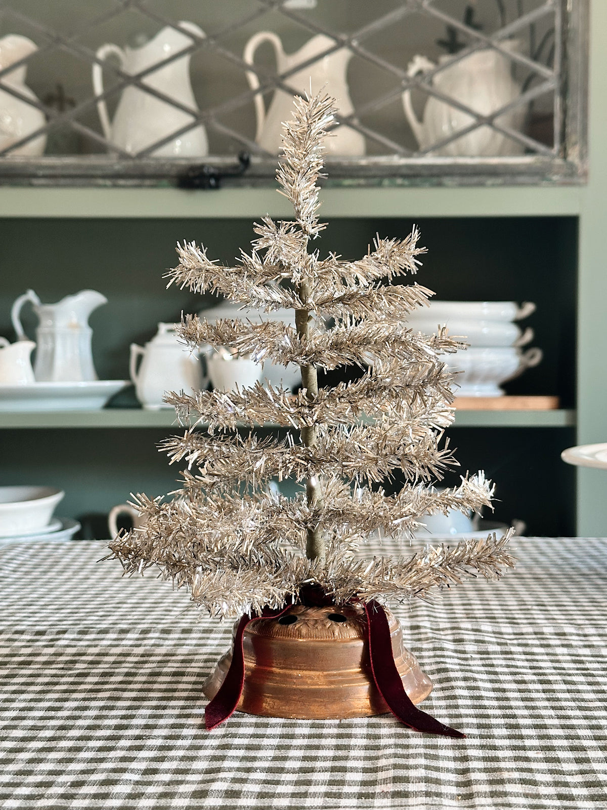 Vintage Lamp Base Tinsel Tree