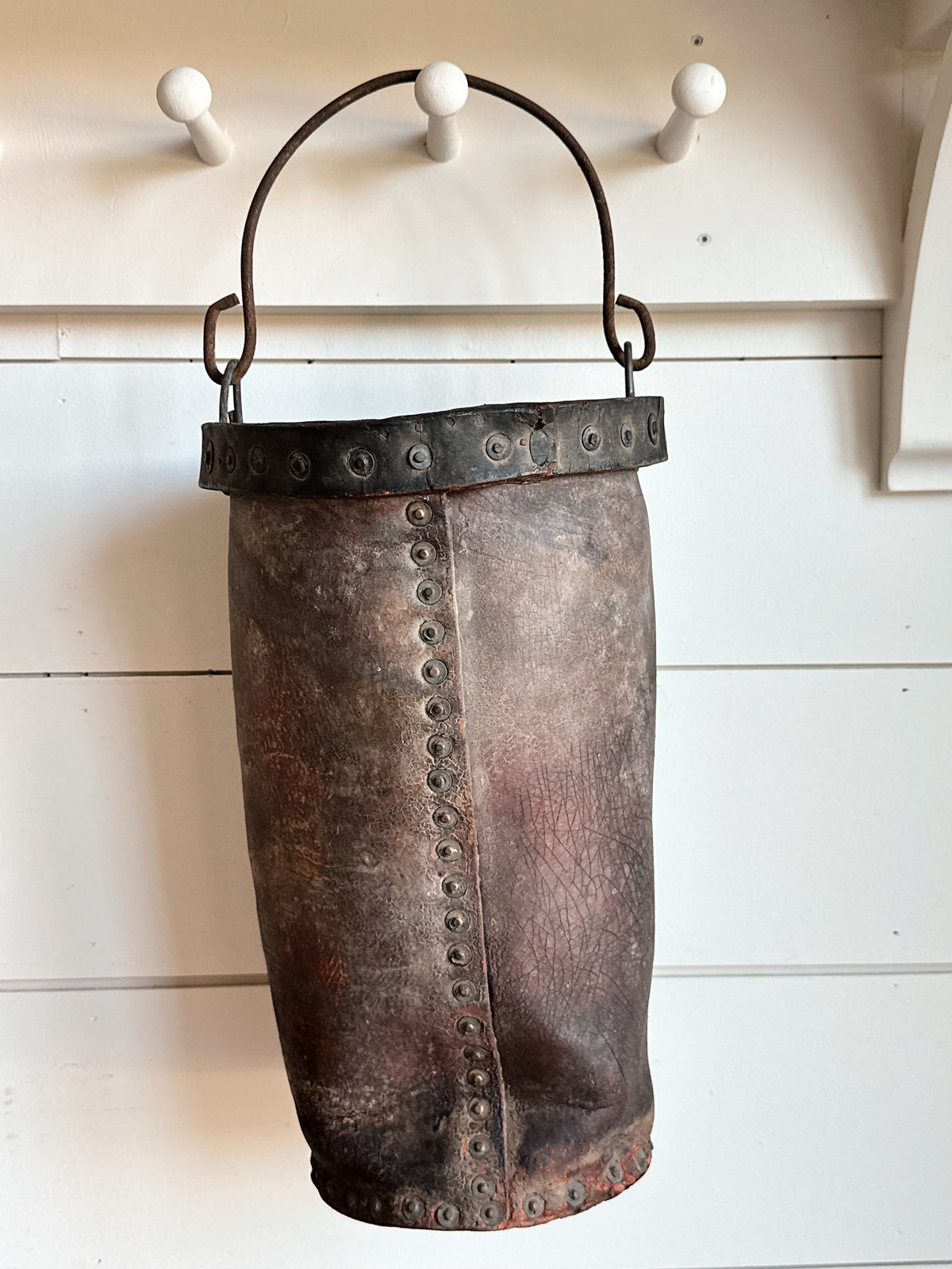 Early Antique Leather Water Pail