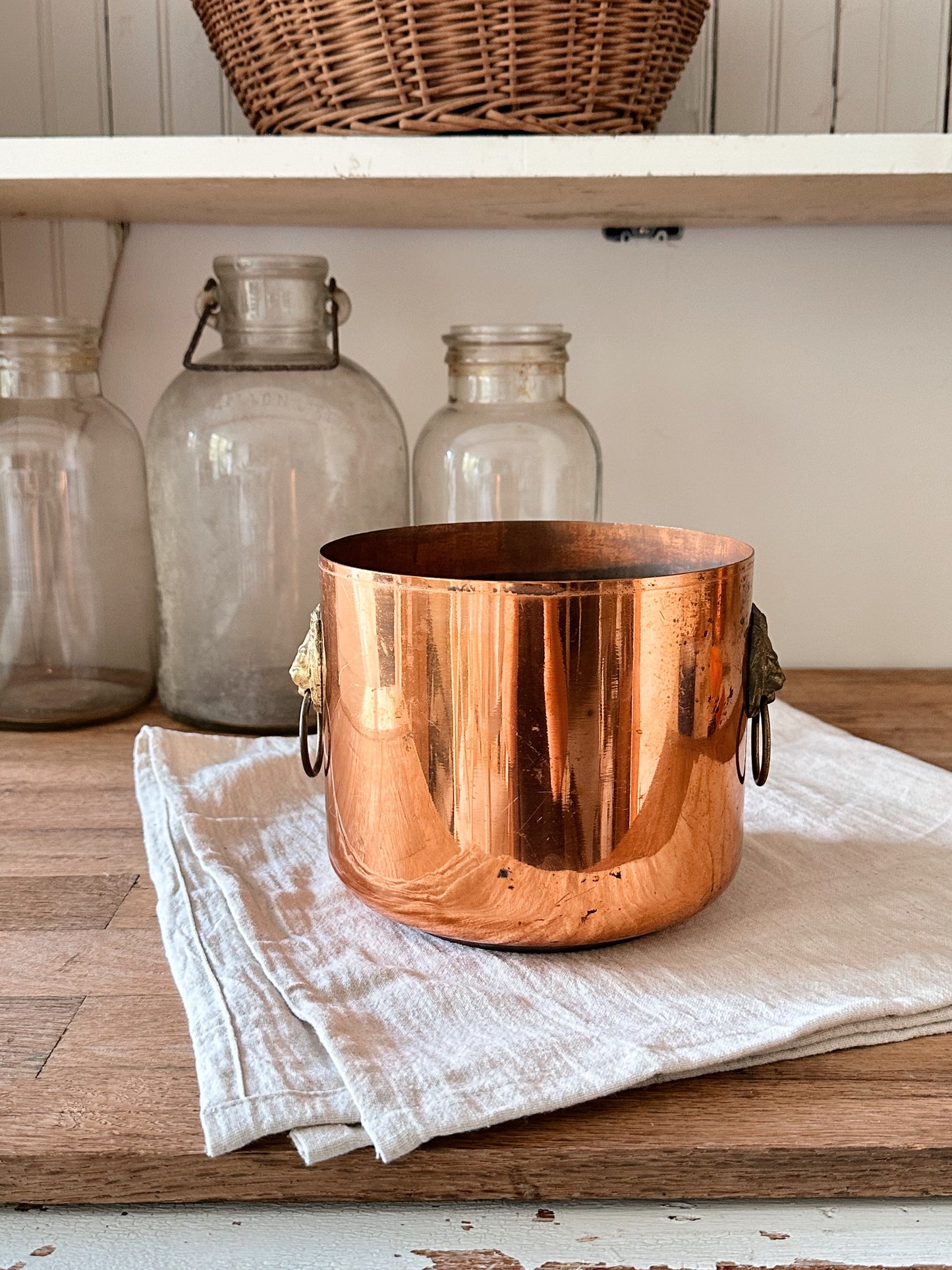 Vintage Copper Guild Lionhead Ice Bucket