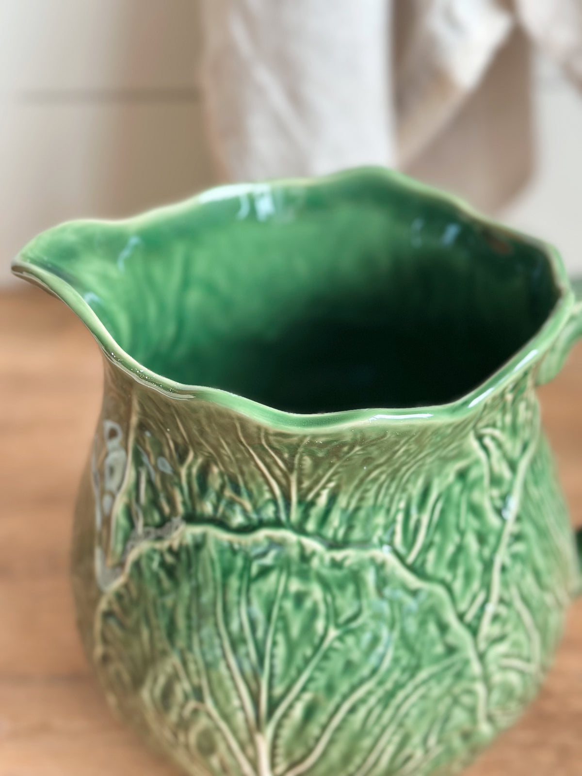 Green Cabbage Ware Pitcher