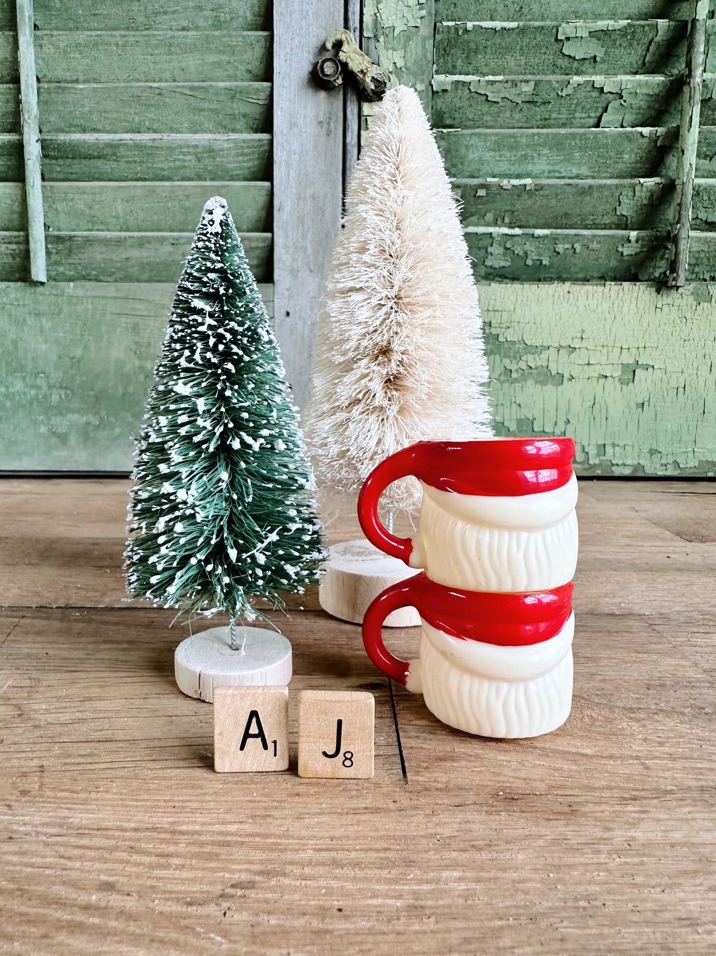 Set of Two Plastic Mini Vintage Santa Mugs