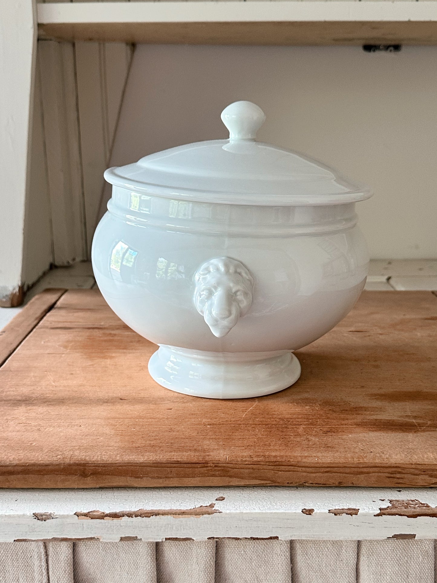 Vintage Porcelain Lion Head Soup Tureen