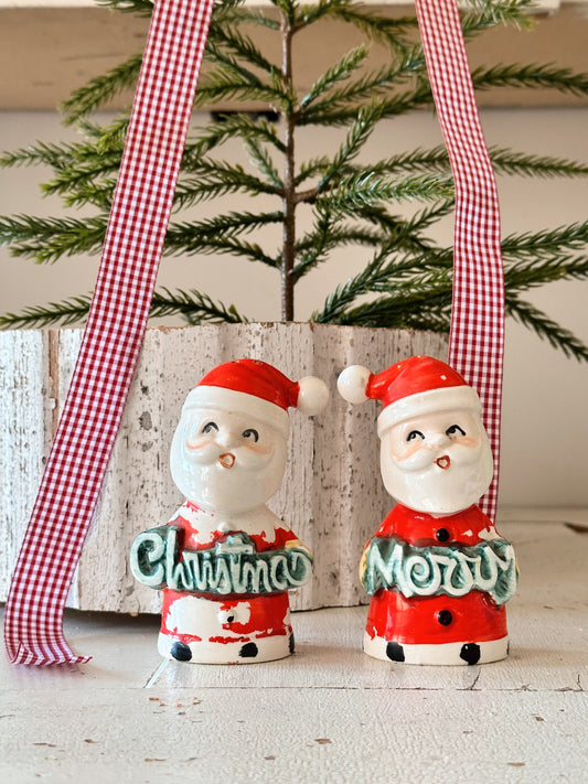 Vintage Santa Merry Christmas Salt & Pepper Shakers