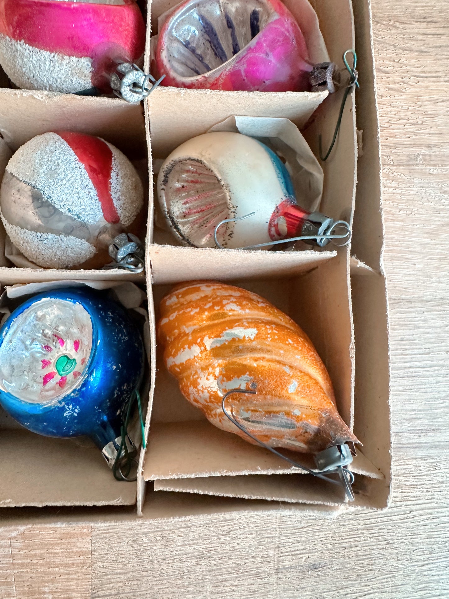 Box of Vintage Polish Fantasia Glass Ornaments