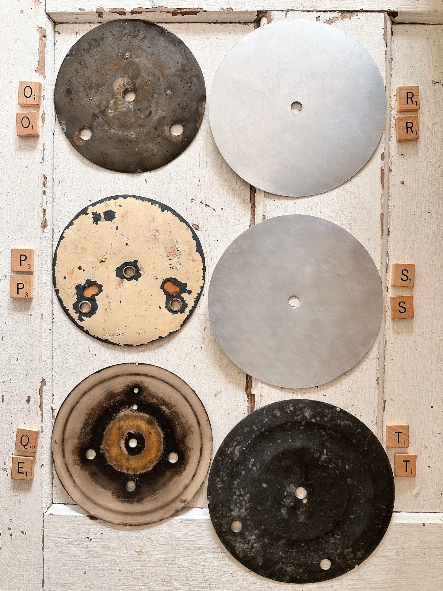 Vintage Metal Clock Faces, Small