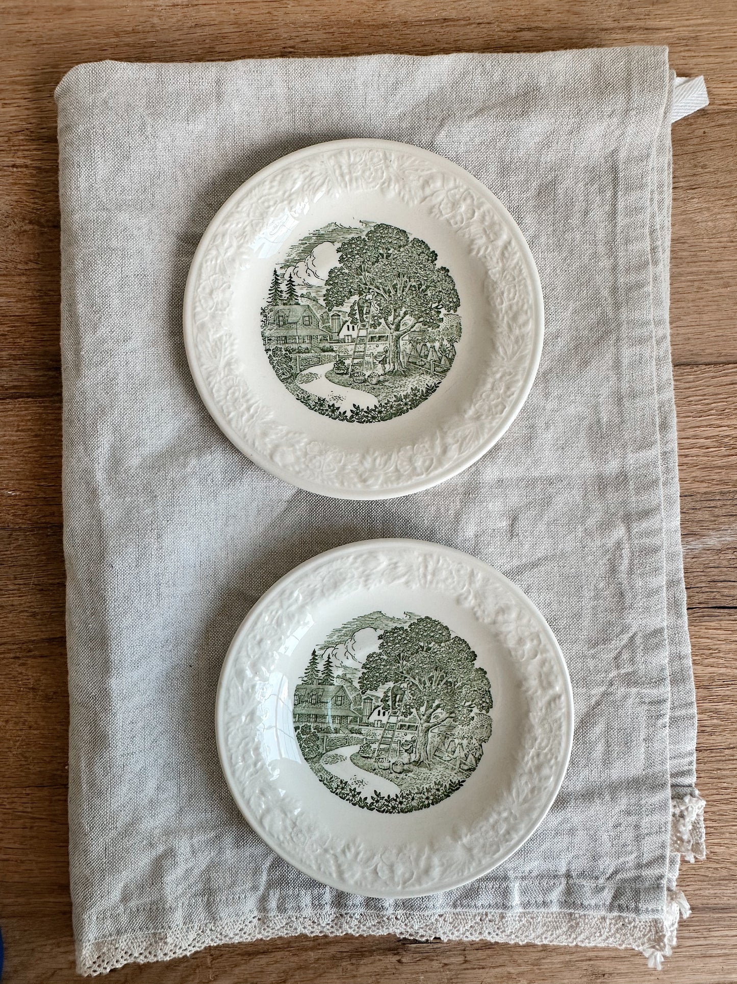 Pair of Pastoral Dessert Plates