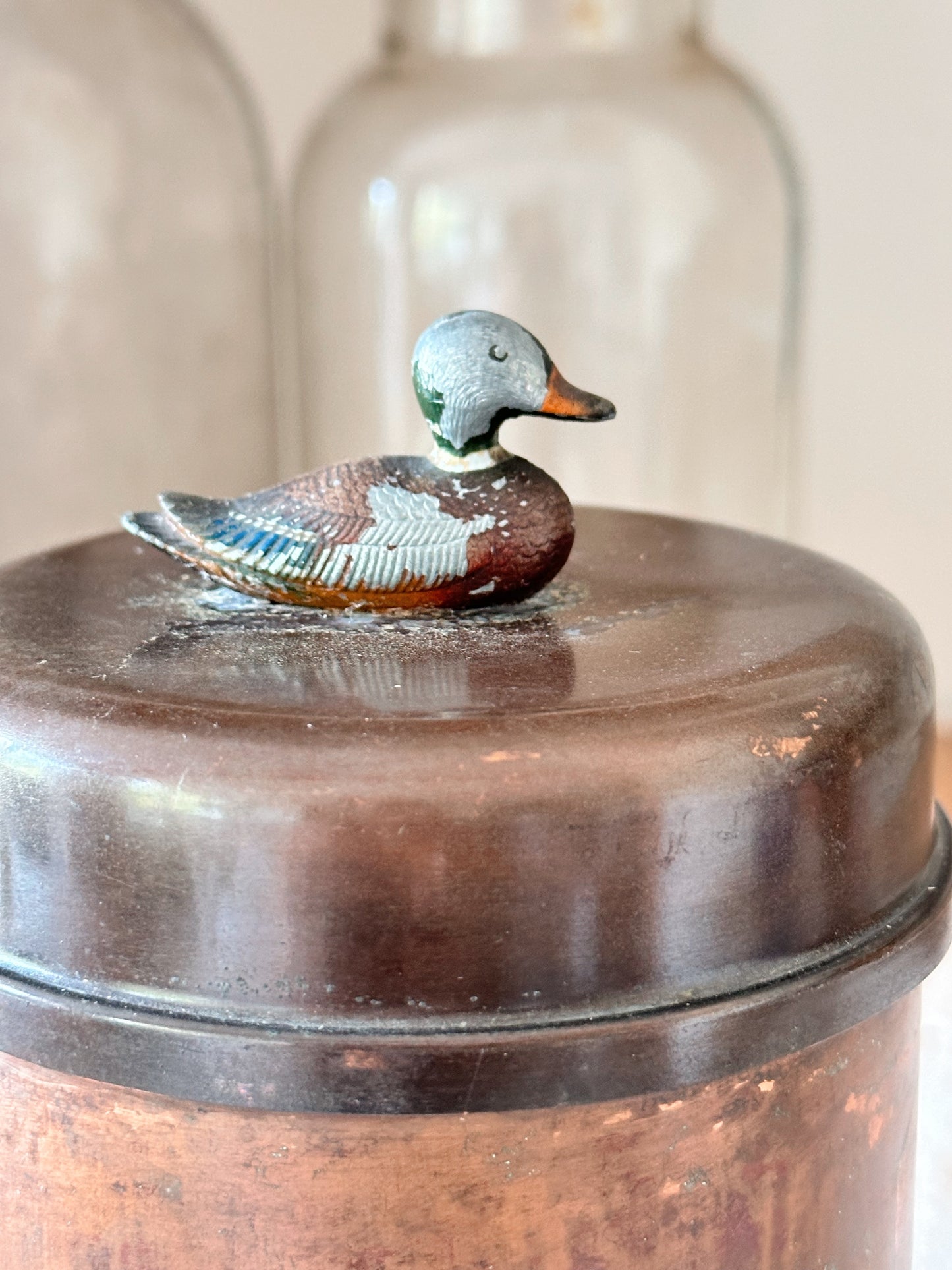 Vintage Copper Canister with Mallard Top