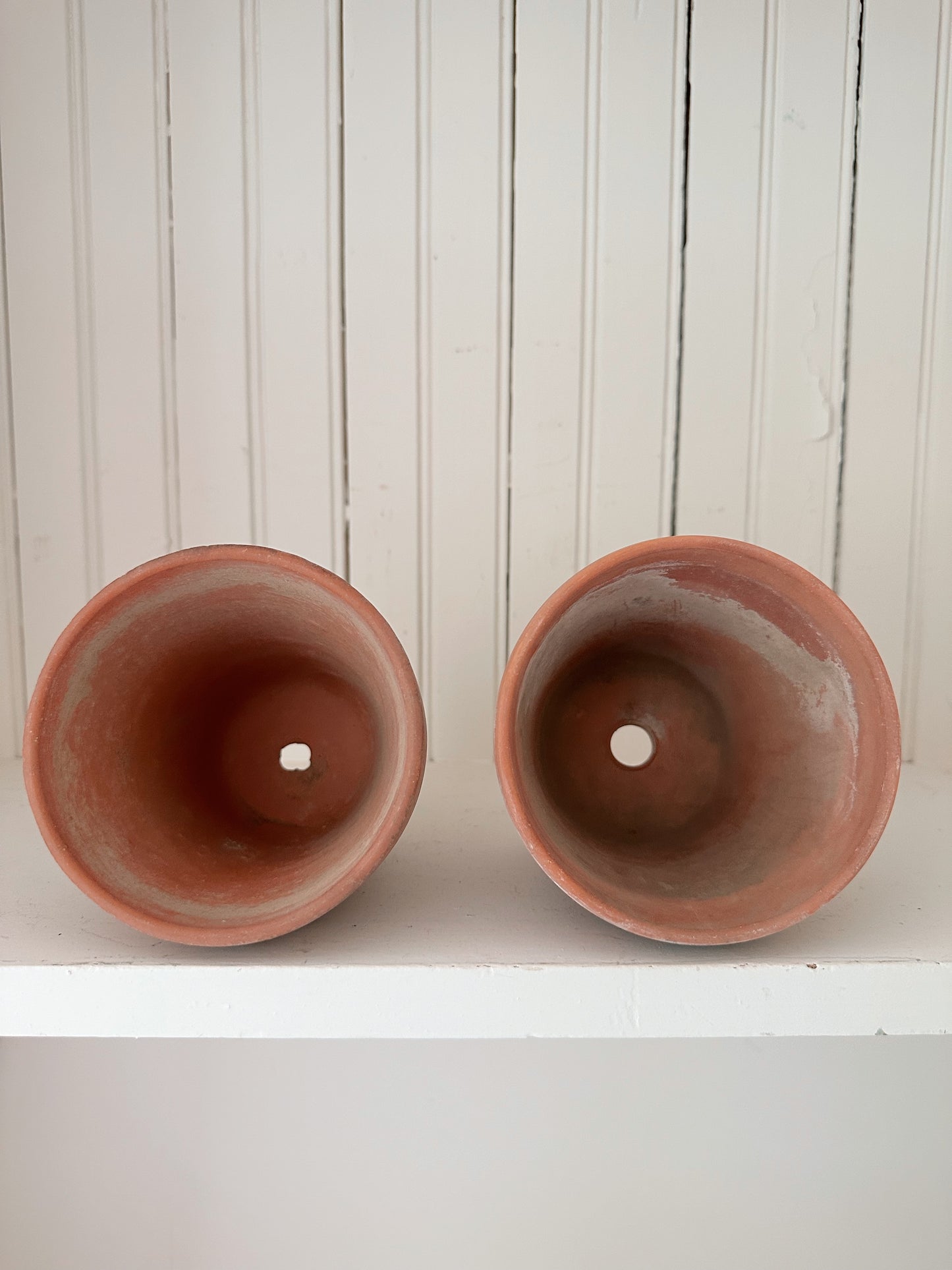 Vintage Chippy Wire Basket & Worn Terra Cotta Pots